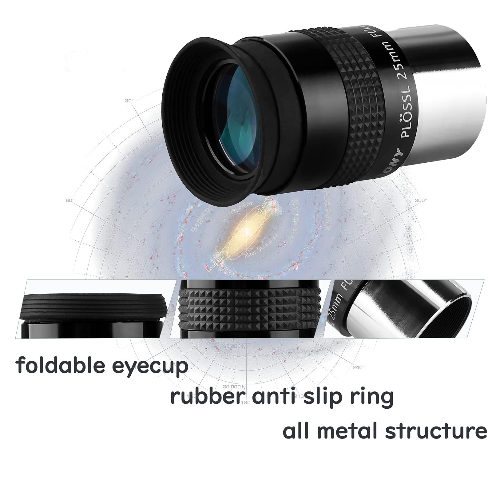 SVBONY SV131 Oculare Plossl da 25 mm, per obiettivi di telescopi da 3,2 cm, design a 4 elementi, campo visivo di 48 gradi, con filtro filettato