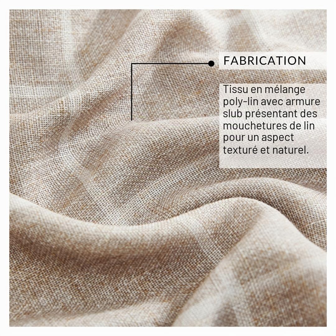 Elrene Home Fashions Sawyer Rideau de fenêtre occultant à Carreaux avec Passe-Tringle/Pattes arrière pour Salon, Chambre à Coucher, Bureau, 132,1 x 241,3 cm, Lin