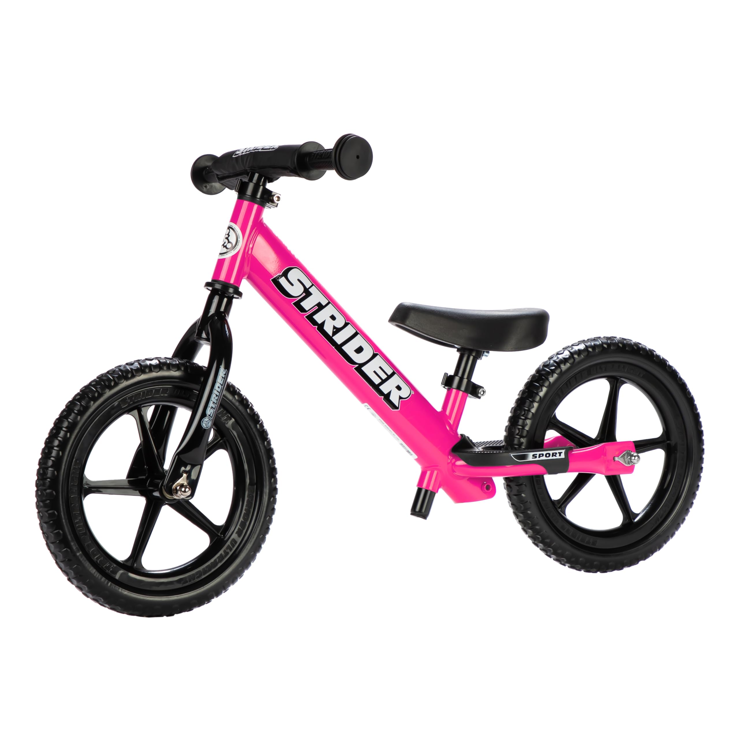 Strider 12 Sport, No Pedal Balance Bike for Kids Ages 1–4 Years, Pink