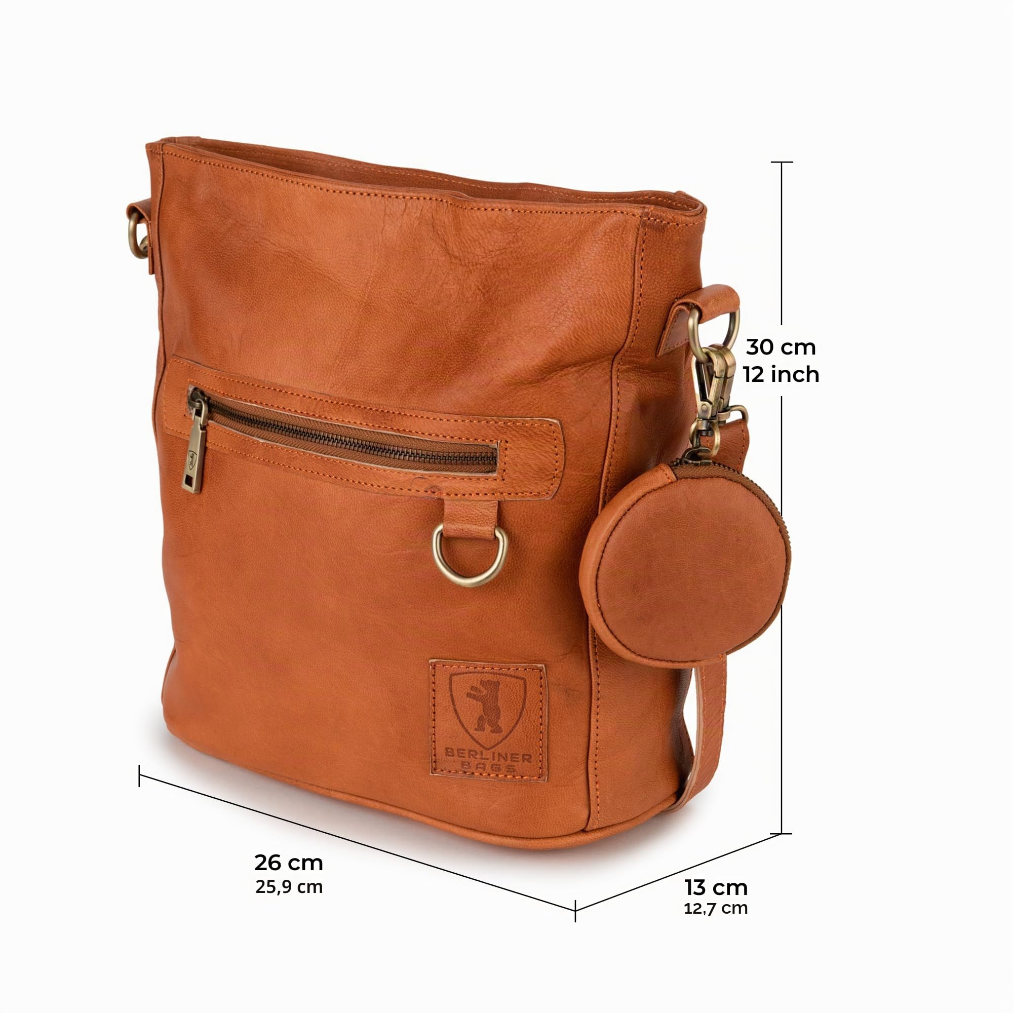 Berliner Bags Siena Bolso Bandolera Hobo Mujer Piel Auténtica Mediano YKK