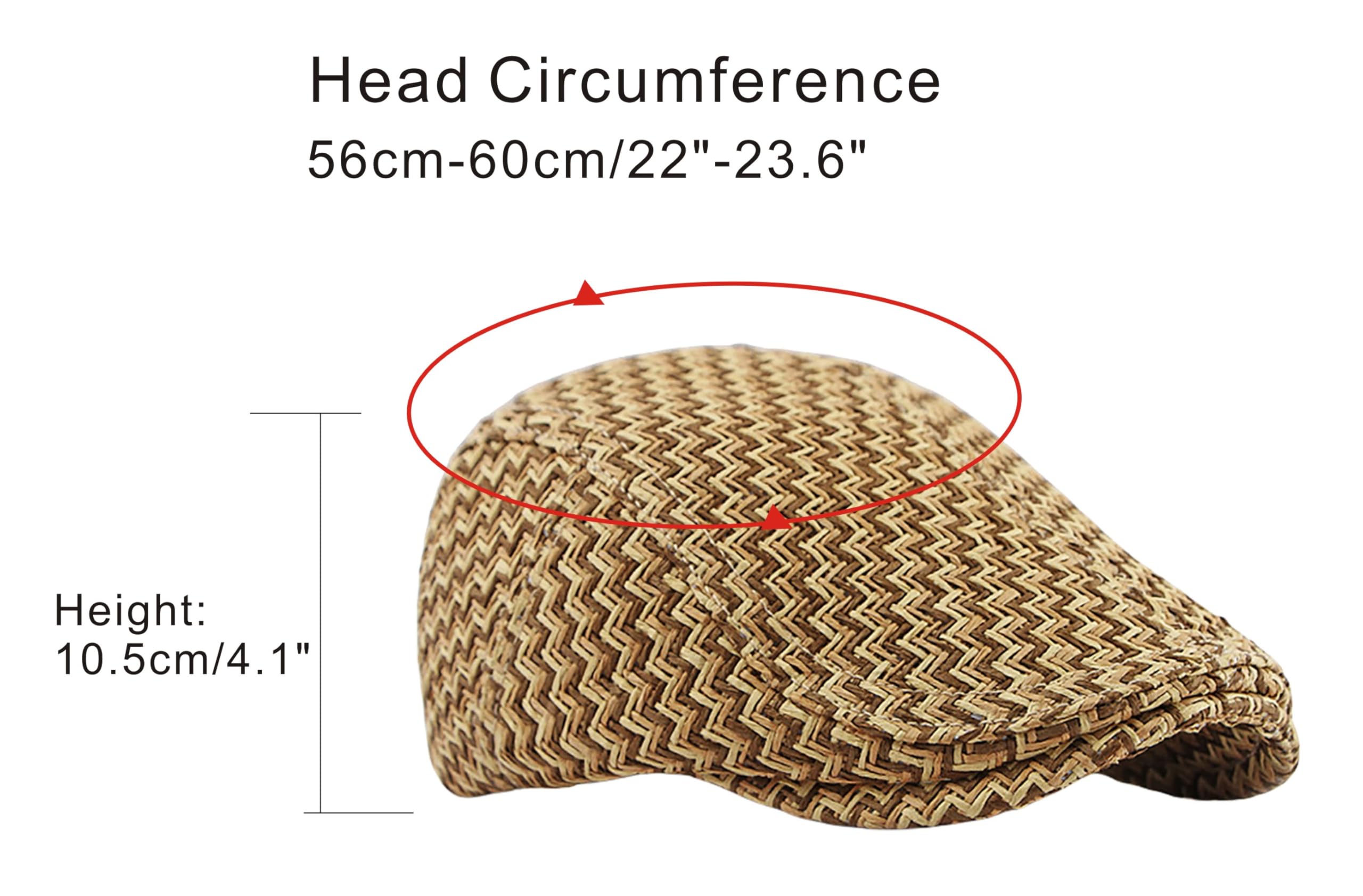 Summer Straw Beret Newsboy Hats for Women Men, Adjustable Beach Mesh Cabbie Flat Cap Solid Plain Sun Hat