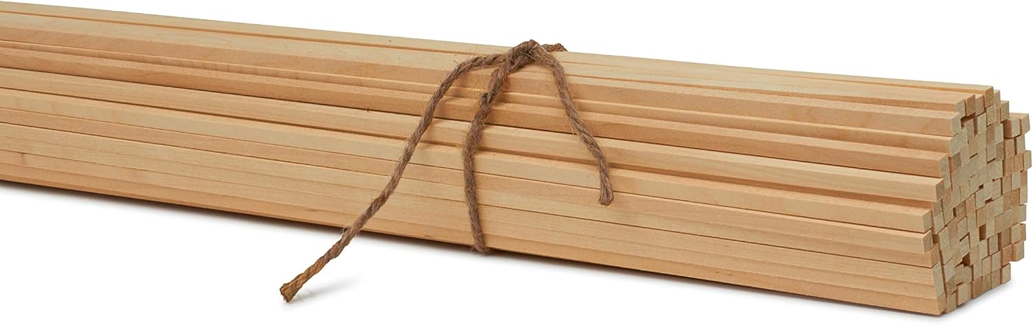 Wood Square Dowel Rods 1/4-inch x 12 Pack of 50 Wooden Craft Sticks for Crafts and Woodworking by Woodpeckers