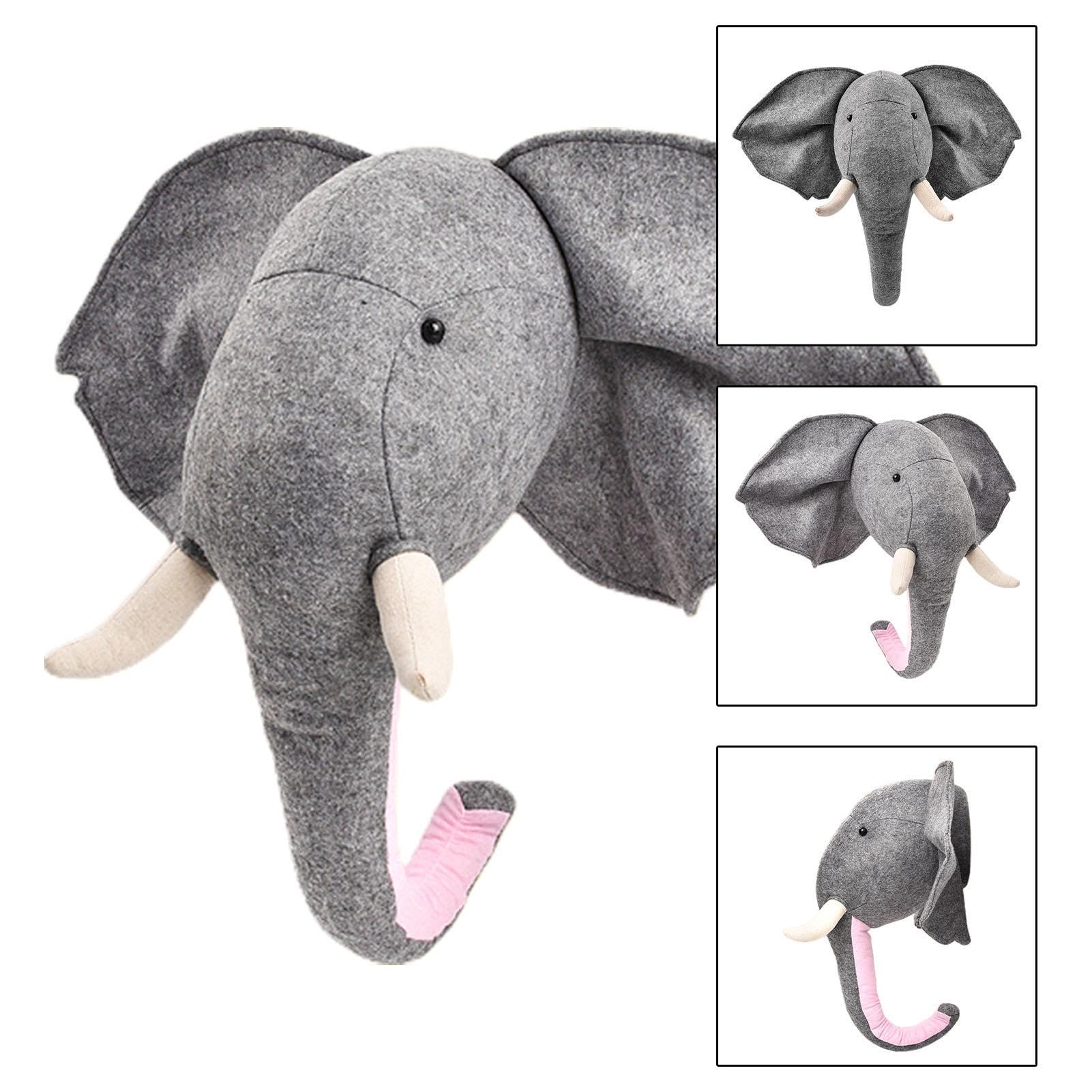Generisch Gefüllte Elefantenkopf-Wand-,Graues Tier Gefüllte Wandbehang-Dekoration - Kinderzimmer Plüschtiere Dekorationen Baby Kinderzimmer -Wanddekoration Kreativer Schmuck