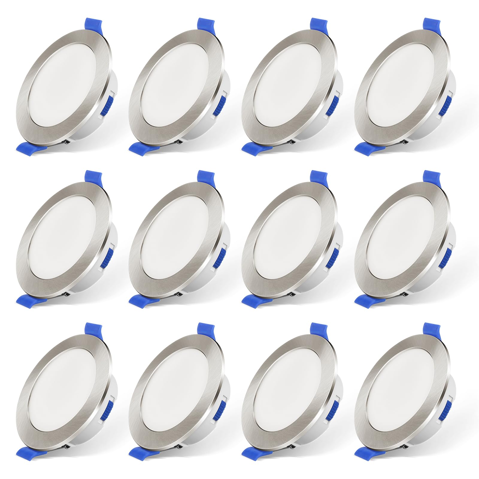 cloksh 12 sztuk reflektorów LED do zabudowy, 230 V, możliwość ściemniania, ultra płaskie, 6 W, IP44, ciepła biel, 3000 K, neutralna biel, 4000 K, zimna biel, 6500 K, regulowane, do łazienki, 12 szt