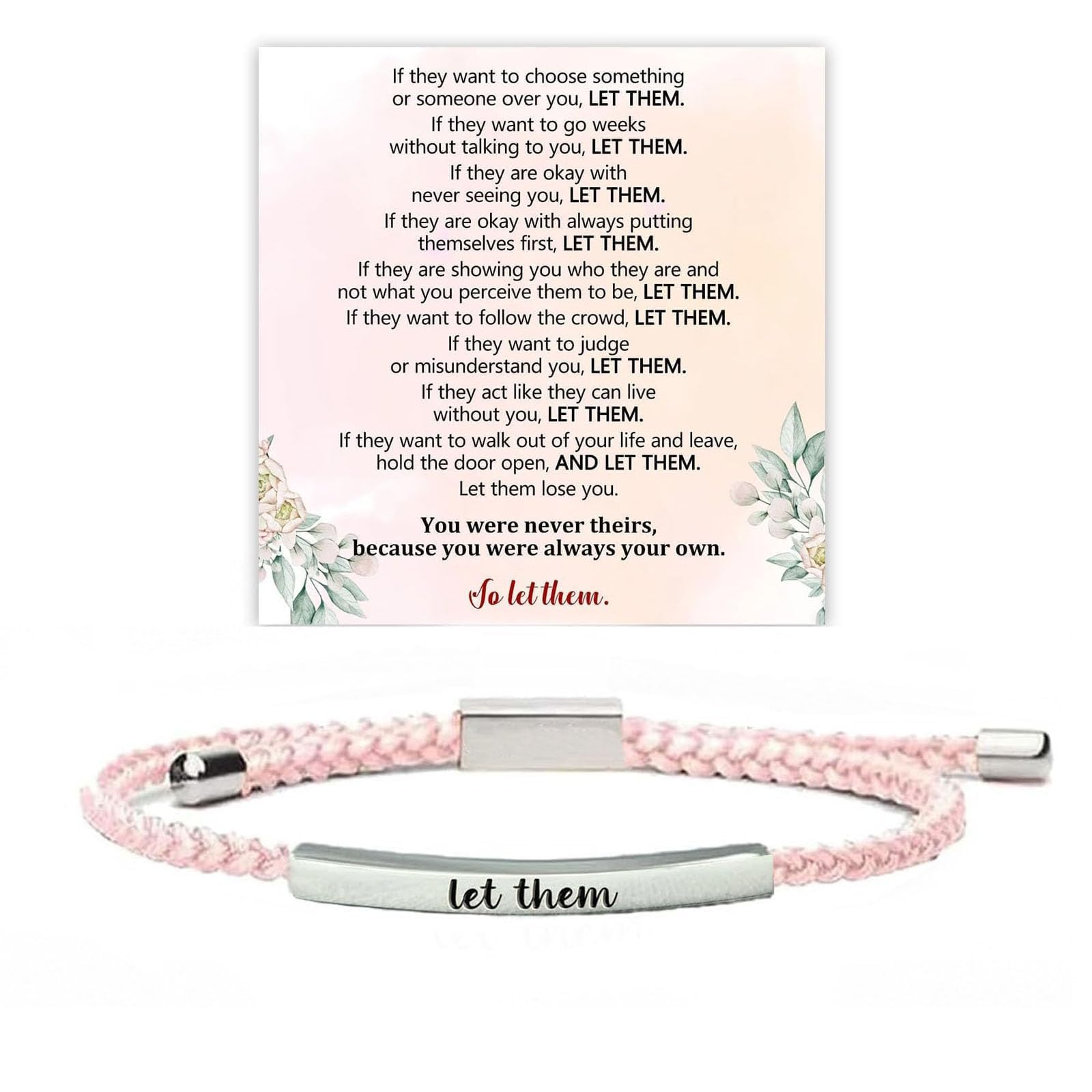 LIU JUN Let Them Bracelet for Women, Adjustable Braided Stainless Steel Engraving Inspirational Let Them Bracelet Gifts Jewelry