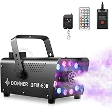 Donner Fog Machine, 600W, 3000CFM, Smoke Machine with 13 LED Light Colors, 1 Wired and 2 Wireless Remote Controls, for Halloween, Wedding, Party and Stage, Indoor Use