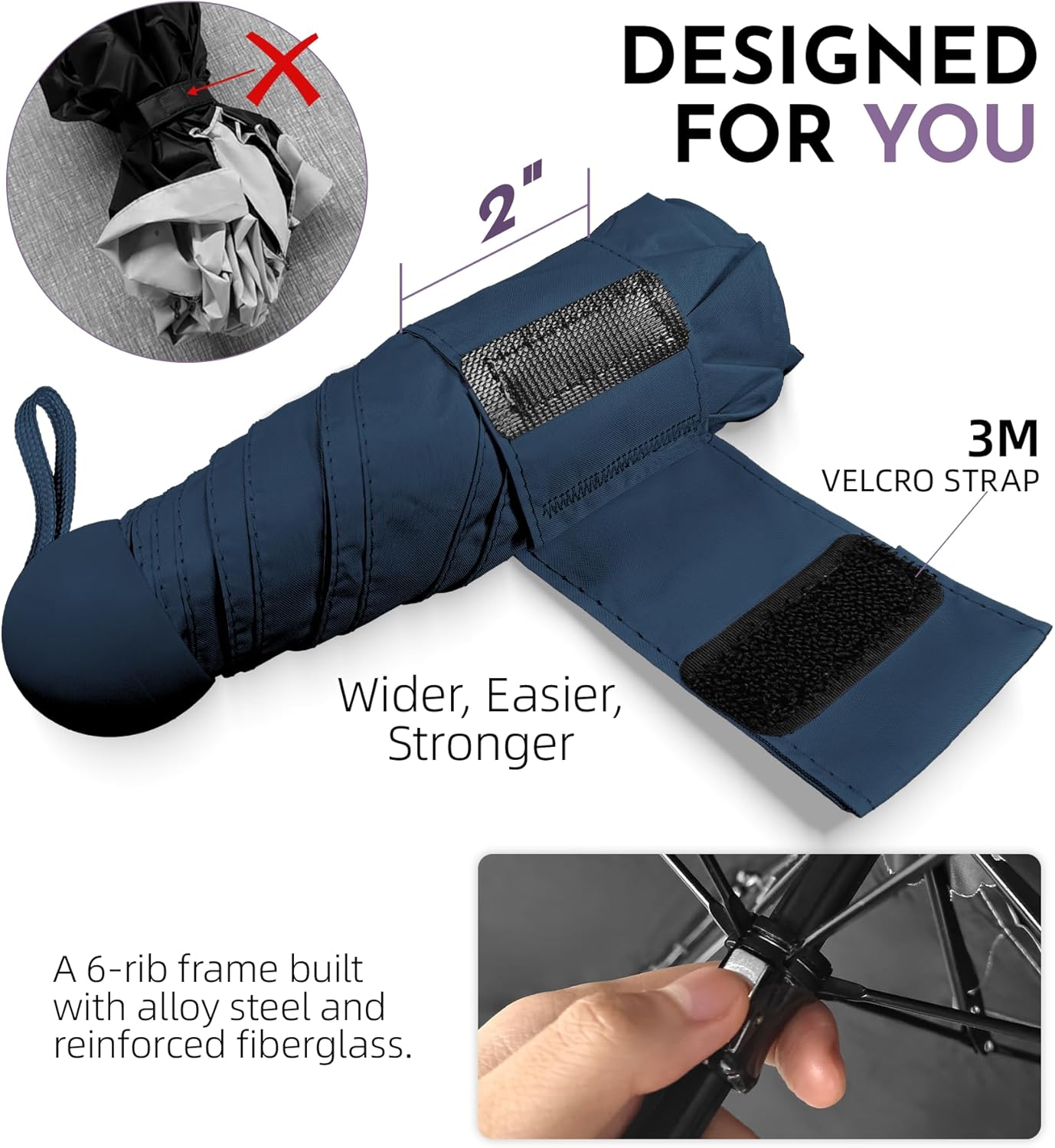 Travel Mini Umbrella Compact Small & Lightweight, UV Rain Protection, Pocket-Sized Folding Umbrellas with Quickdraw & Case for Men Women & Kids Backpack - Image 6