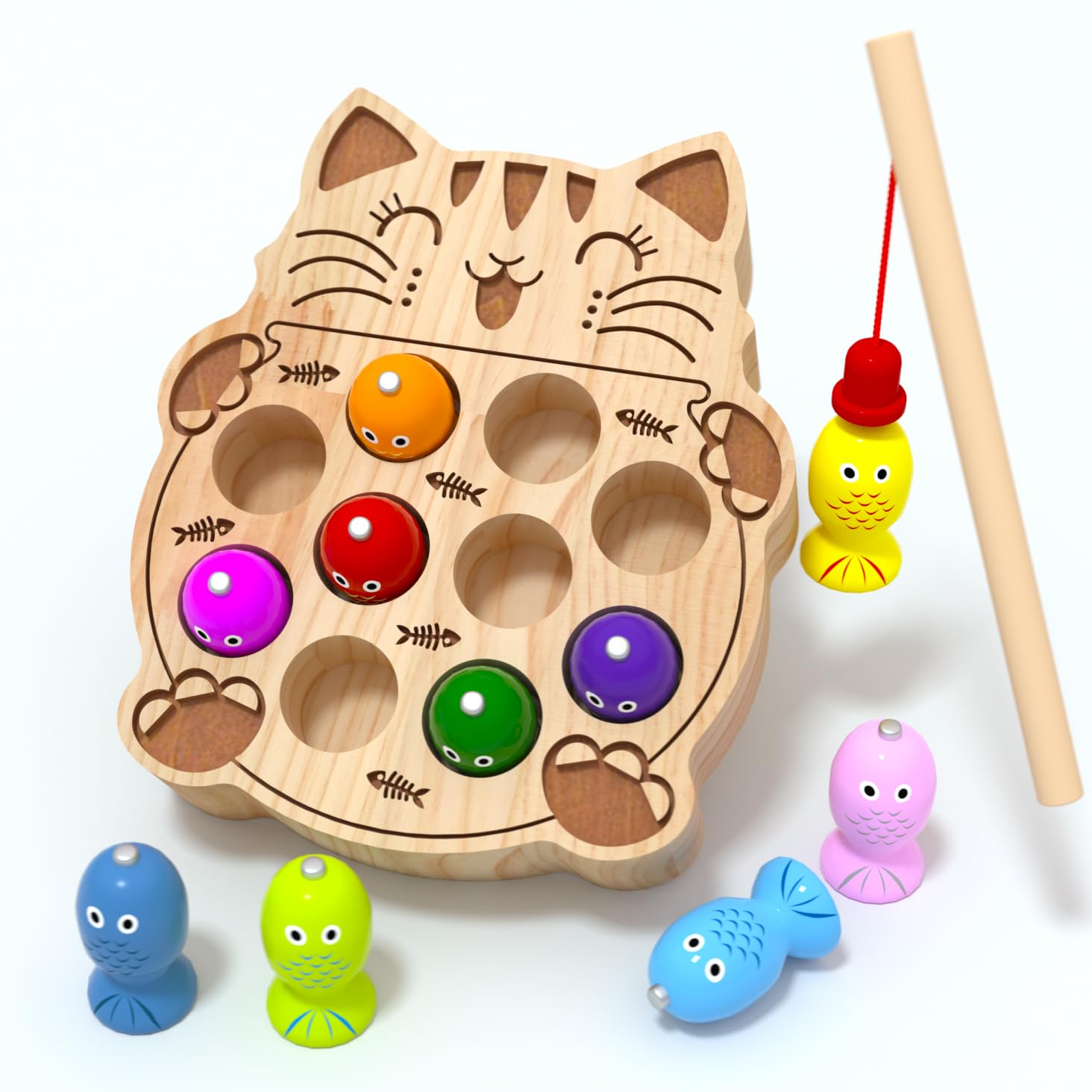 JAUNTY Gioco di pesca in legno per bambini 3 4 5 anni