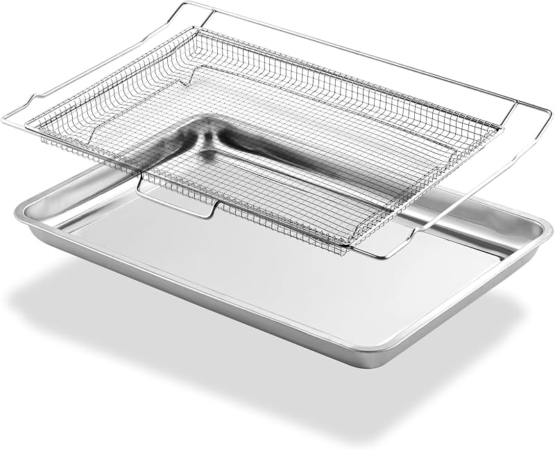 NX-AA5000RS Air Fryer Tray Replacement for Samsung GE Oven 24.7 x 16.5 IN 304 Stainless Steel NE63A6511SS NX60A6511SS Samsung Oven Air Fryer Basket and Tray Range Stove Parts Large Airfryer Drip Pan