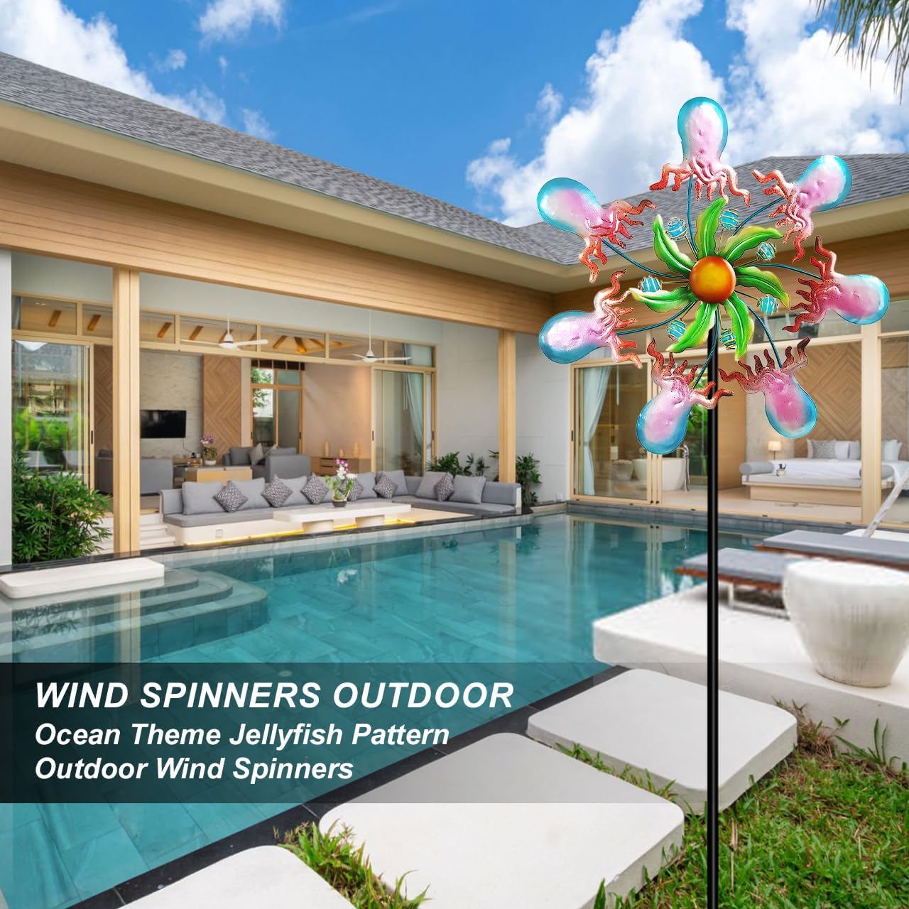 Outdoor Metal Wind Spinner, Durable Yard Art Wind Spinners Metal Wind Spinner for Patio Lawn Ornament, Vibrant Color Garden Spinners