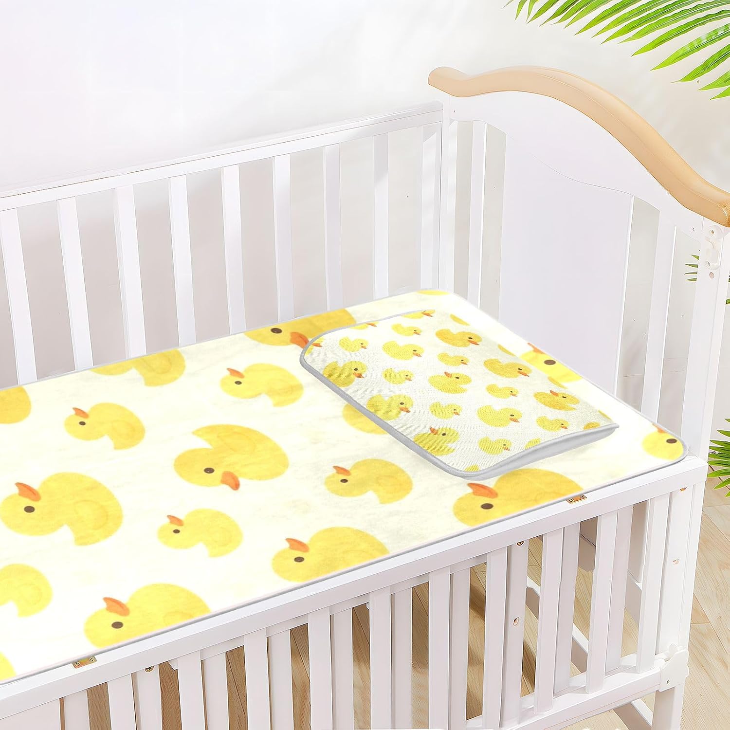 Cute Cartoon Yellow Duck Cooling Baby Mattress Protector 28" x 52" Breathable Mattress pad Cover for Baby&Toddler