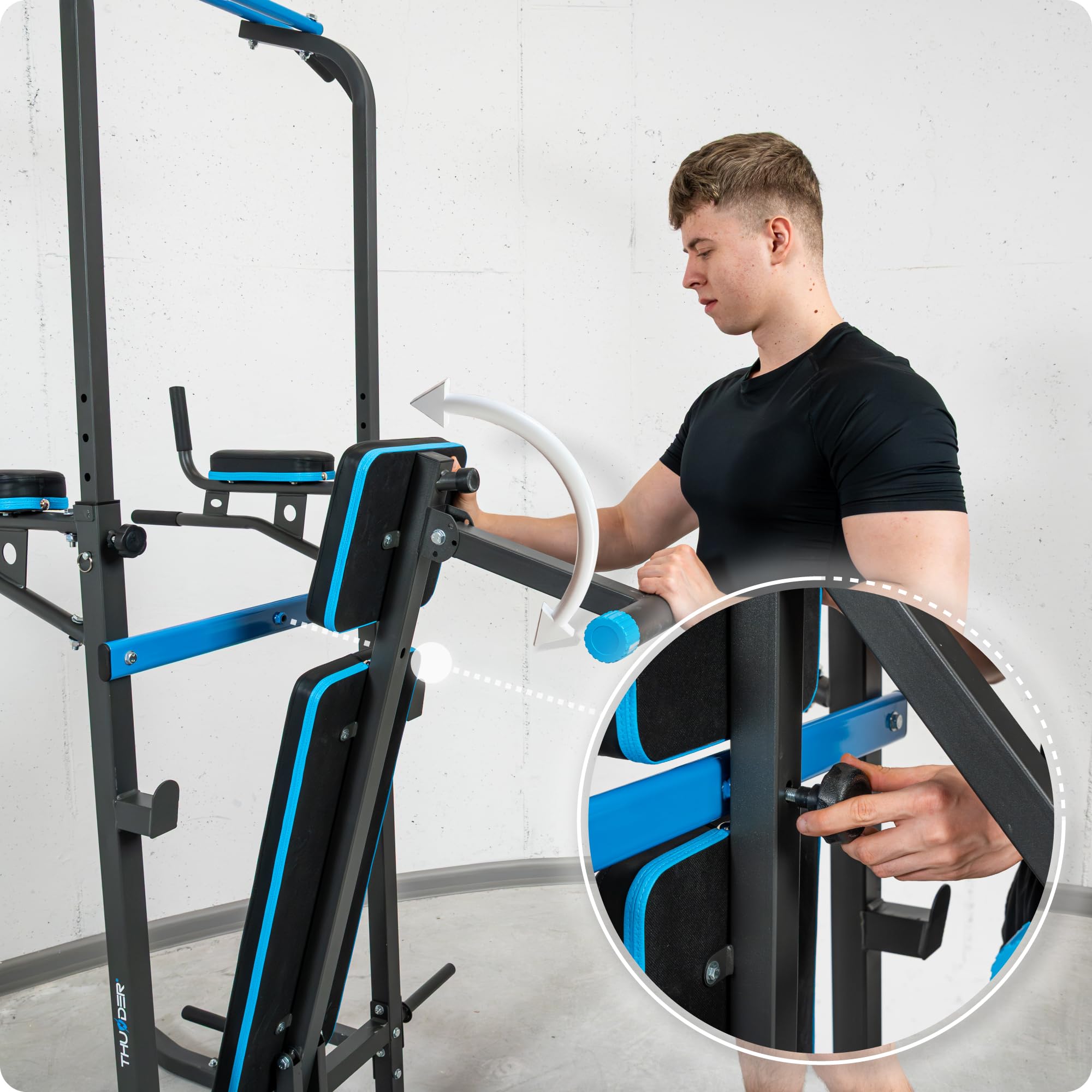 THUNDER Power Tower Dip Station - Stazione per trazioni, attrezzo per fitness a casa