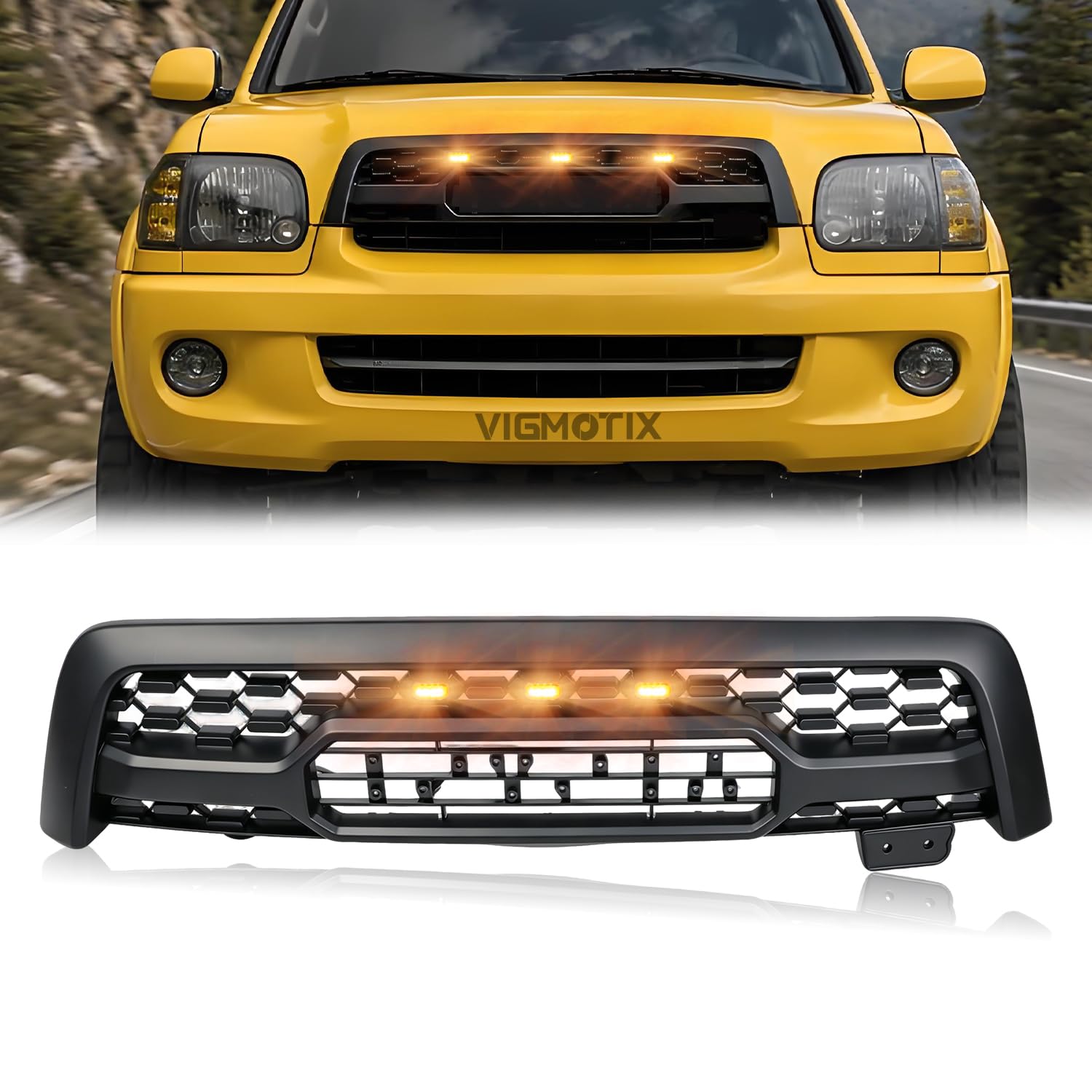 Photo 1 of VIGMOTIX Matte Black Front Grille for 2005-2007 Sequoia with Amber Lights