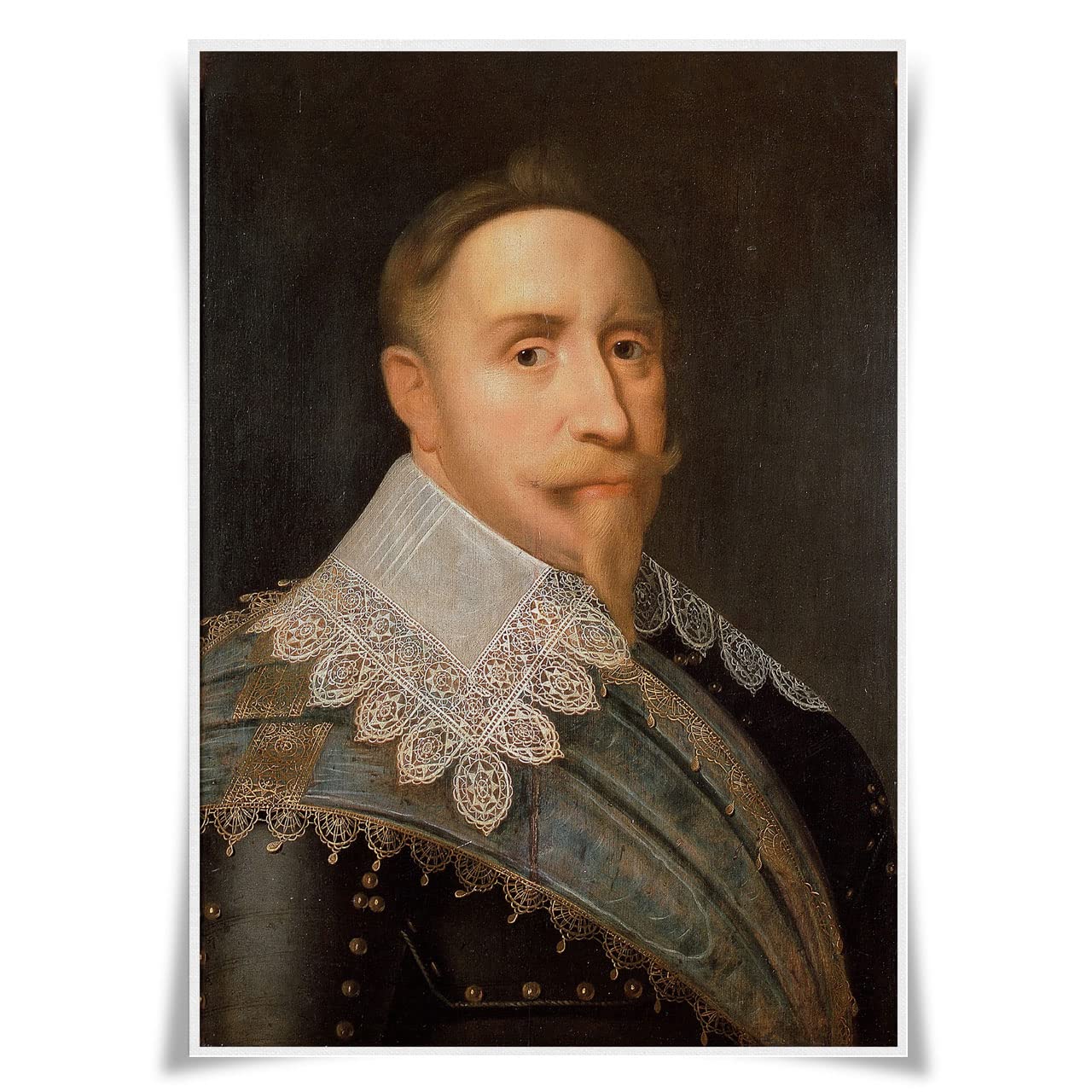 Nice Captain Gustavus Adolphus Of Sweden Portrait Of 99 Great Kings, Queens And Rulers Of The World Poster Fabric Material Print Fine Art Decor (Gustavus Adolphus Of Sweden) Size 11.69