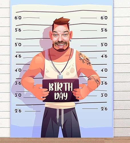 Mugshot - Tabla de altura de la alineación de policía pancarta de simulación juego de fiesta telón de fondo medidas precisas decoración temática