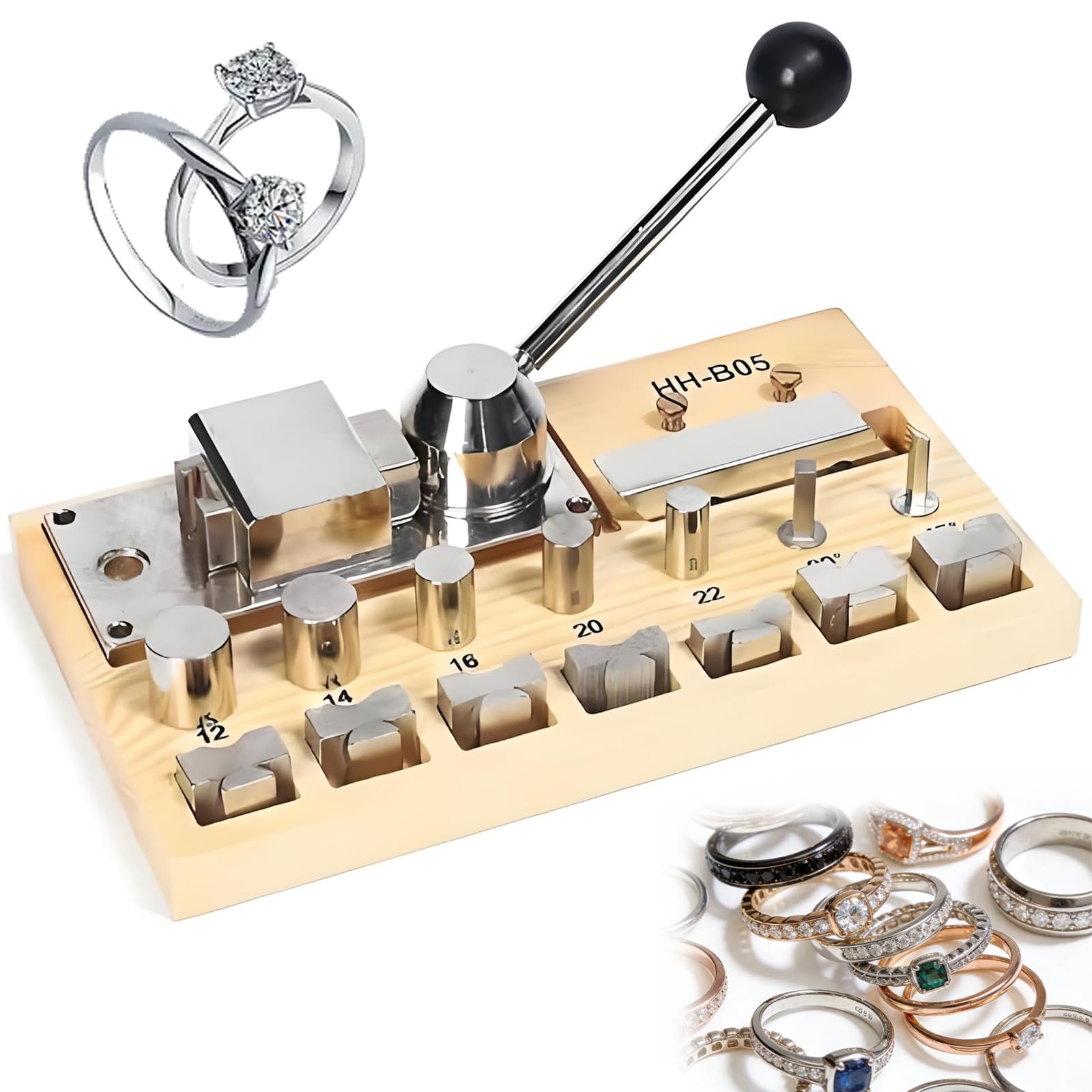 Handkurbelring-Biegewerkzeug-Set zur Schmuckherstellung, Presse mit Stanzformen, Dornen und Zubehör für Ringe, Armbänder und Ohrringe