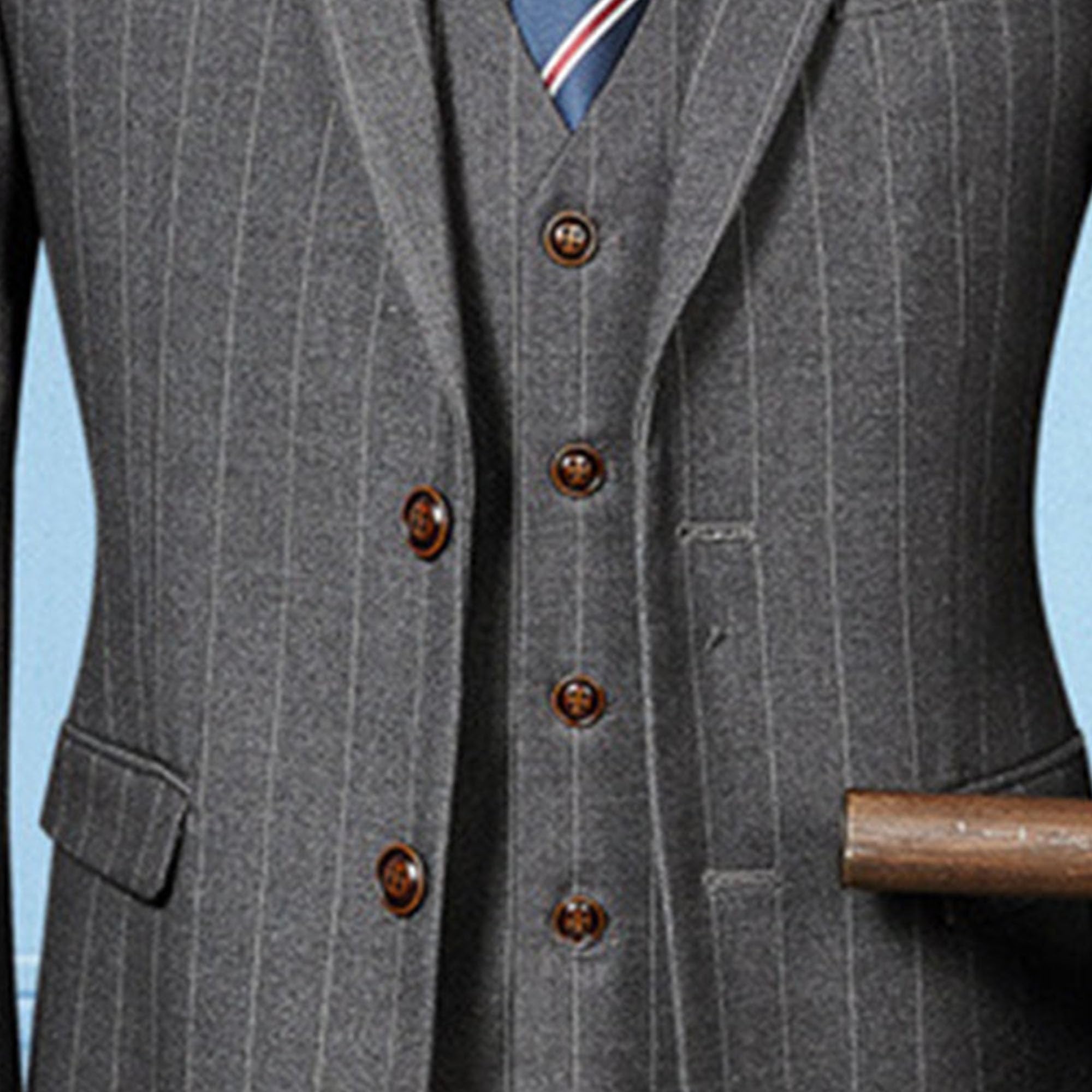 Completo da uomo gessato 3 pezzi elegante a righe con due bottoni set per uomo gessato abiti slim fit per affari