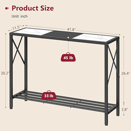 Miniatura 3 de Tajsoon Mesa de Consola de 41.8 pulgadas, Mesa de Entrada de 2 Niveles, Mesa de Sofá Estrecha con Estantes, Mesa de Entrada para Pasillo, Entrada,