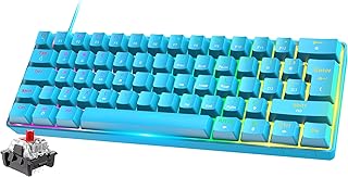 FELiCON RK-T60 Mini 60% Percent Gaming Mechanical Keyboard,Pro Compact 62 Keys UK Layout,18 RGB Illuminated LED Chroma Backlit, Detachable USB-C Wired Waterproof for PC Mac PS4 XBOX-Blue/Red Switch