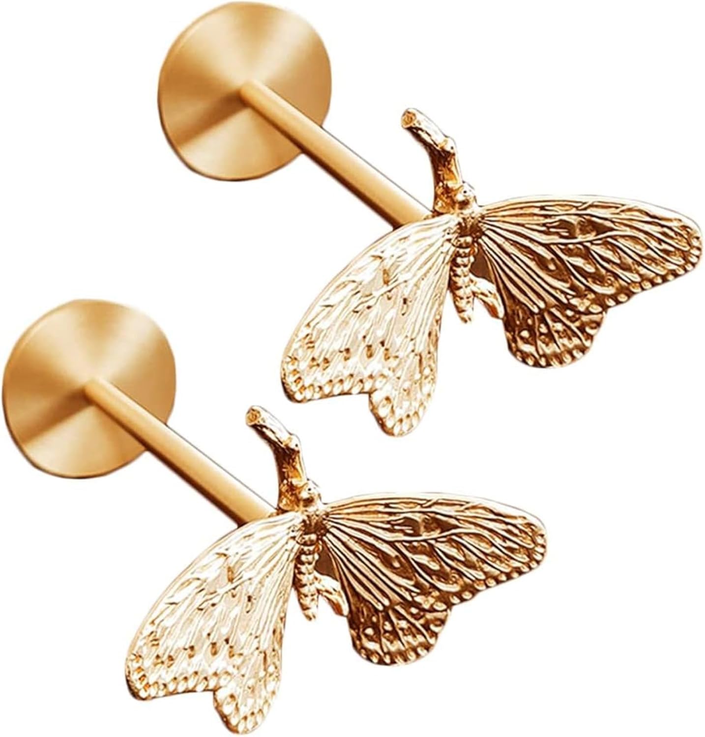 Brass Curtain Holdbacks 2 Pack, Polished Gold Butterfly Curtain Tiebacks Wall Mounted, Heavy Duty Curtain Hooks for Home Window Decoration Living Room Bedroom