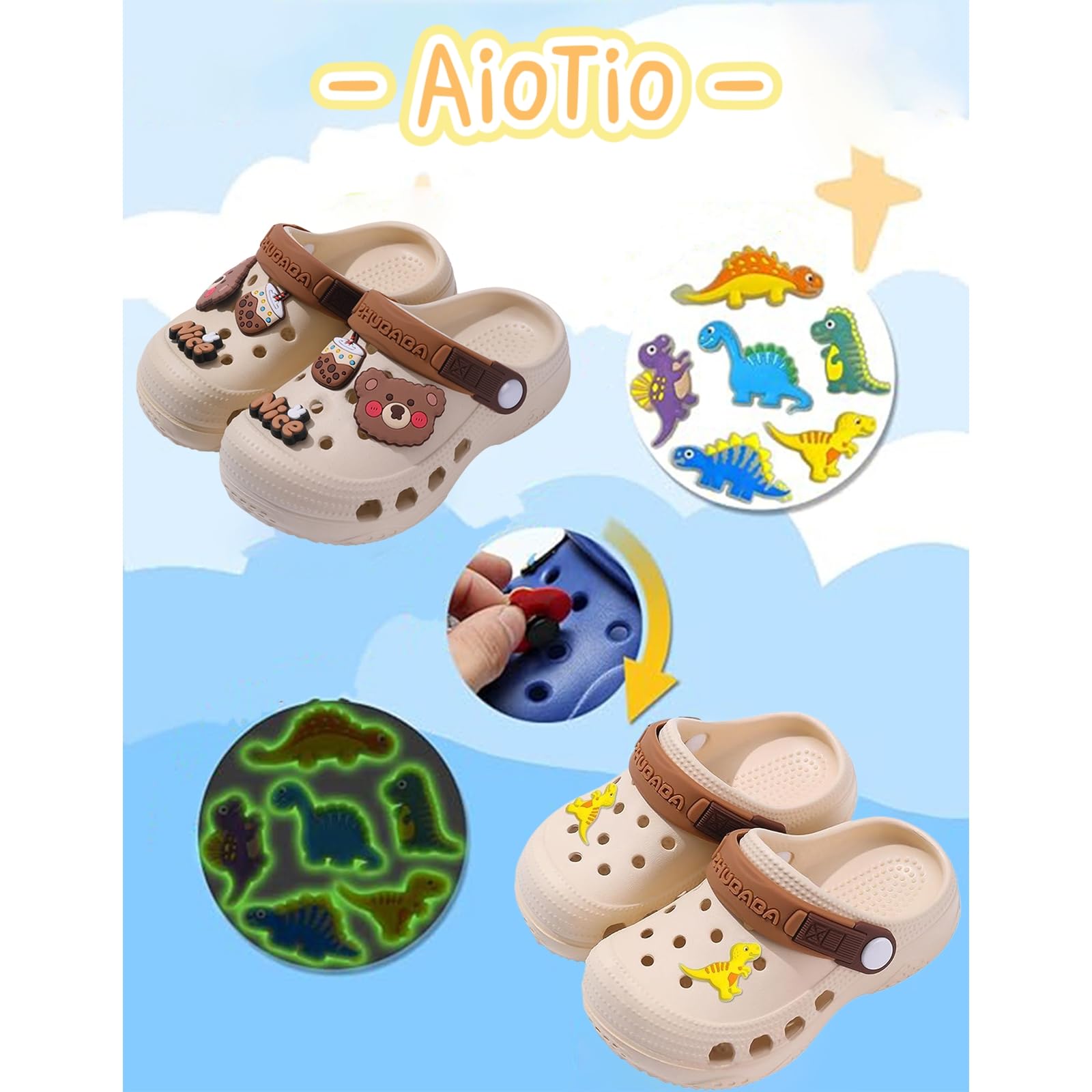 AioTio Kinder clogs Jungen Mädchen leicht rutschfest atmungsaktiv schnelltrocknend für drinnen Strand Pool Garten