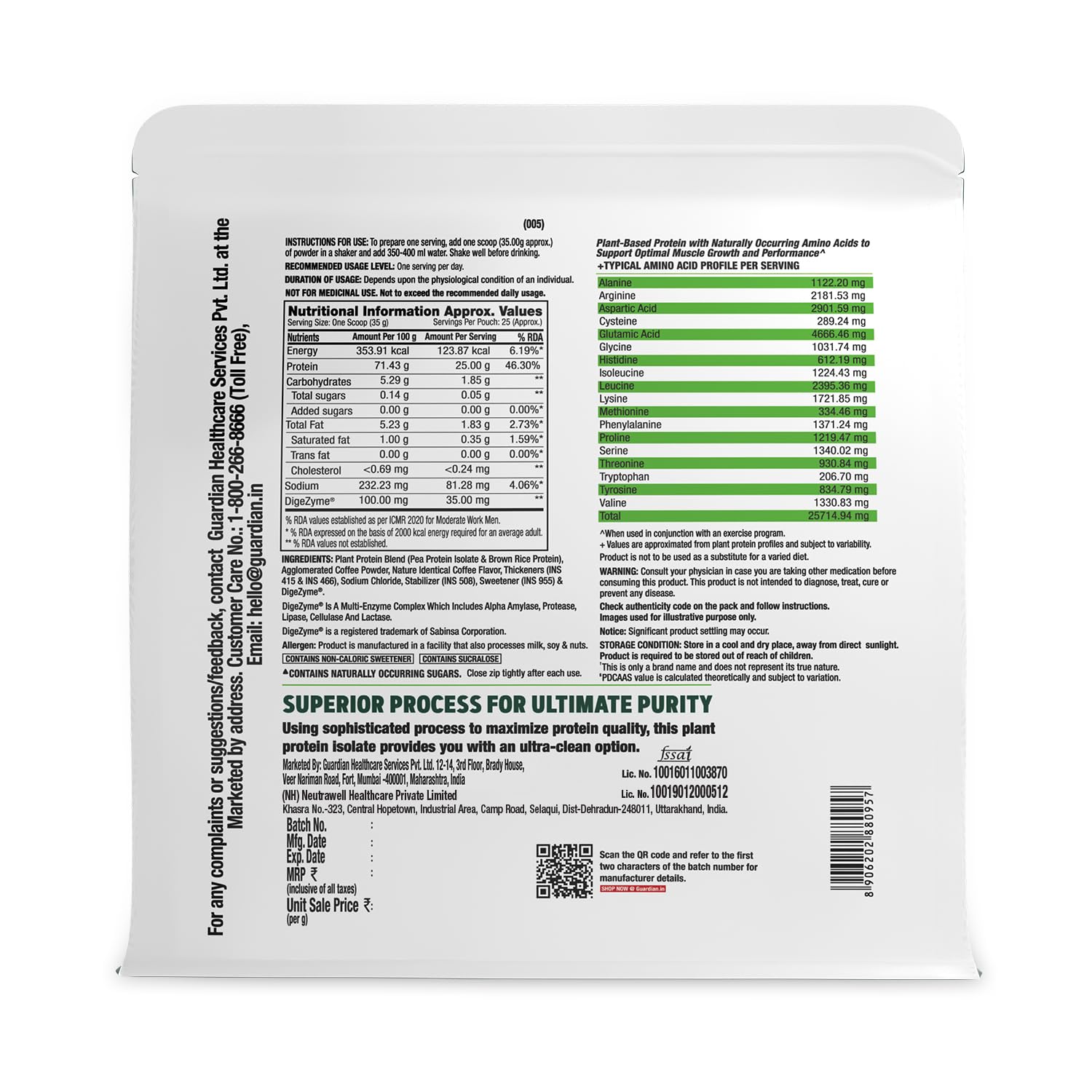 GNC Plant Protein Isolate Powder | 25g Protein Complete Amino Acid Profile with PDCAAS 1 Score | DigeZyme® Enzymes | Vegan, Soy-Free, Lactose-Free, Gluten-Free | No Added Sugar | Easy Digestion, Delicious & Non-Chalky | Coffee, 2lbs — Amazon image 8