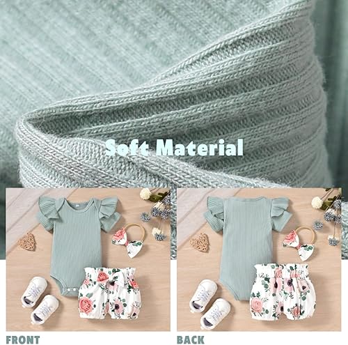 Miniatura 3 de Aalizzwell Traje de verano con pantalón corto y acanalado para bebé niña