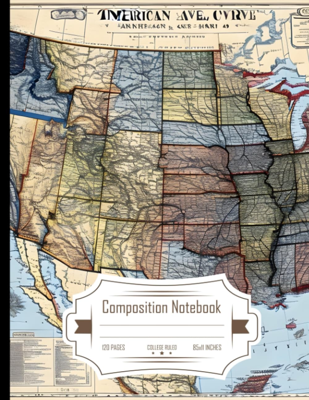 Composition Notebook College Ruled: American Civil War Map, Ideal for History Enthusiasts, Size 8.5x11 Inches, 120 Pages
