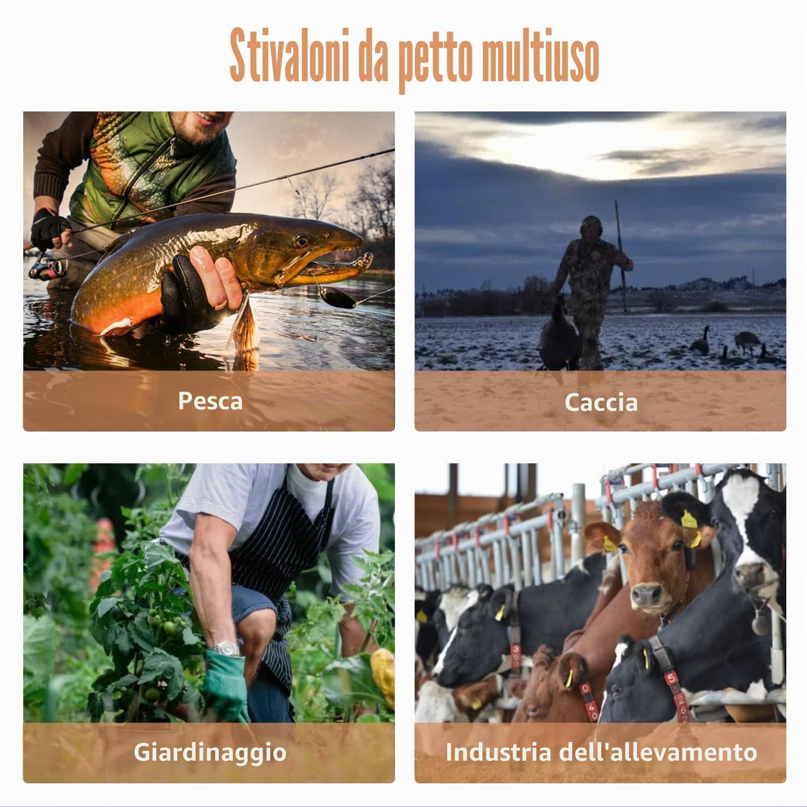 Croch Stivali Pesca waders per uomo e donna, impermeabili, in PVC, nylon, con stivali in gomma, taglia 42