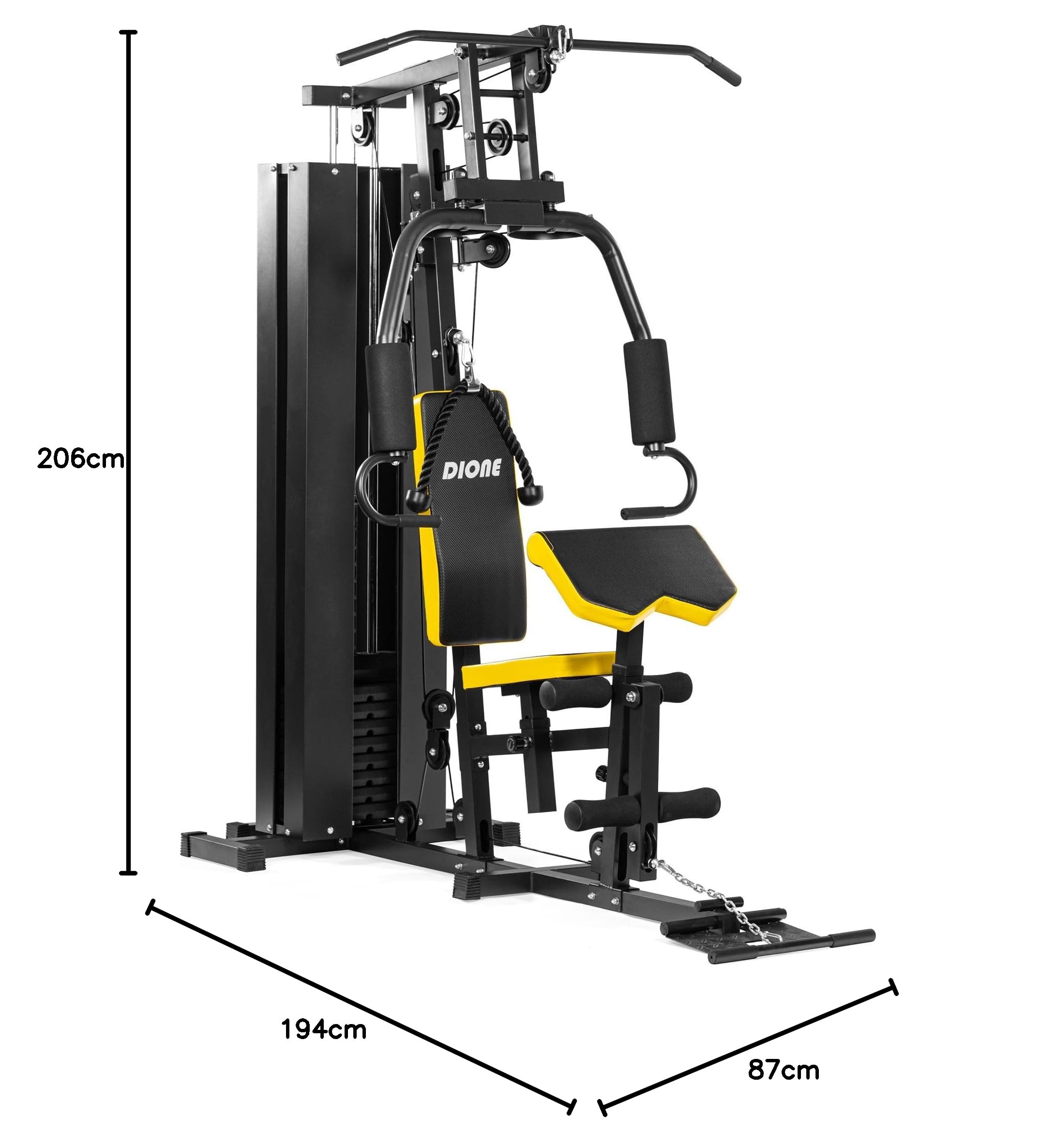 Dione HG3 - Fitnessstation - Multi-Gym - Krafstation - Mit 45 kg Gewichte - Erweiterbar auf 100 kg - Homegym