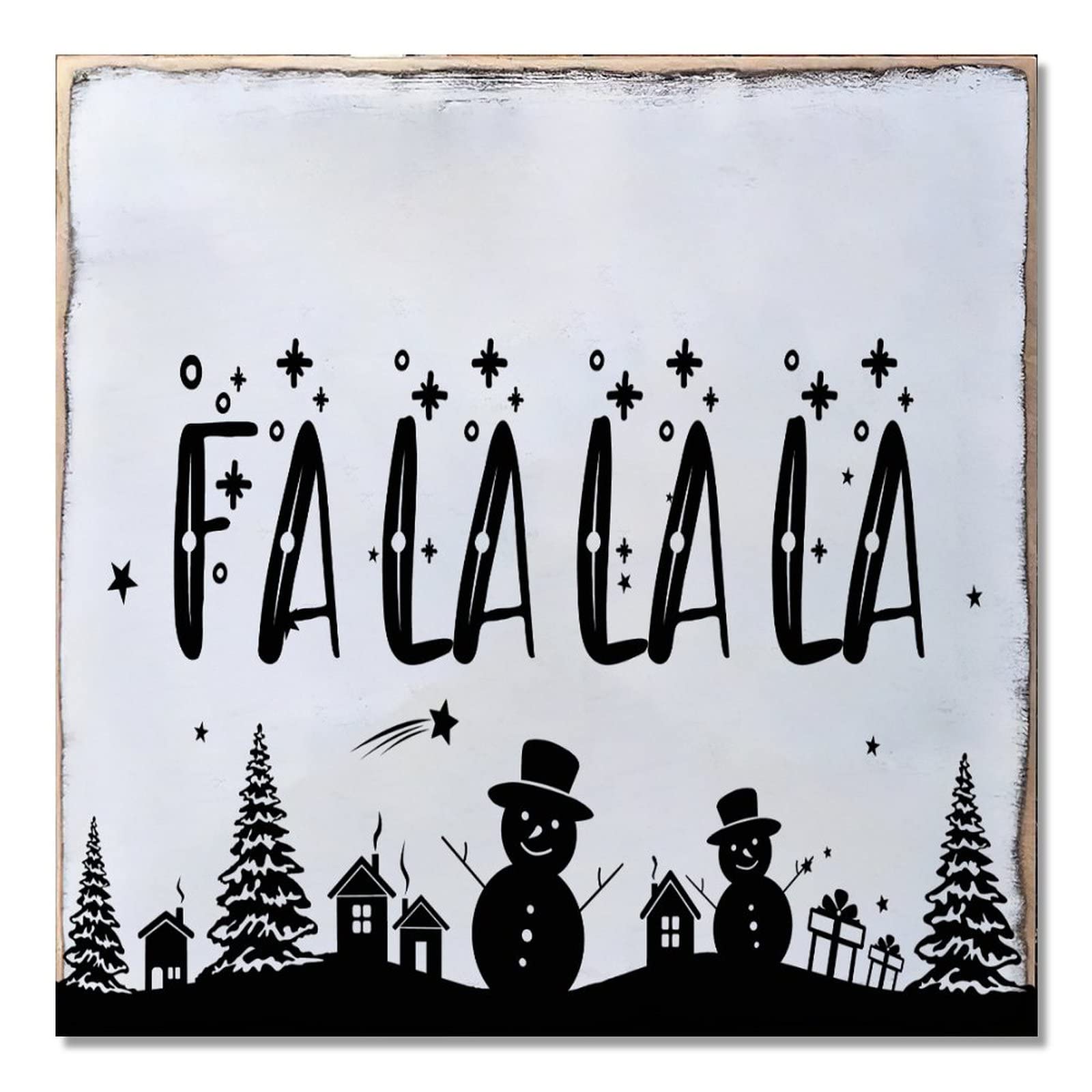 Panneau en bois de Noël Fa La La La pour porche et salon