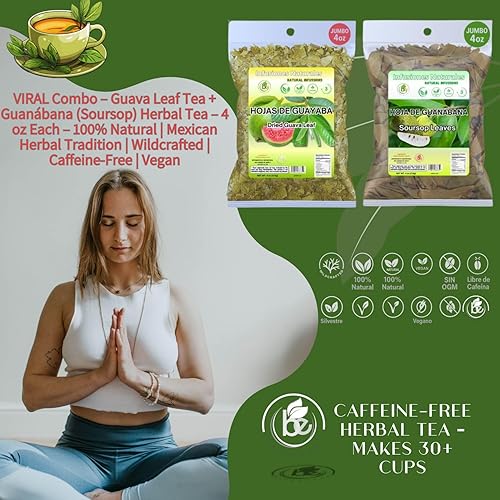 Miniatura 6 de BexpertsUSA - Té de hoja de guayaba (4 onzas) + té de hojas de guanábana (4 onzas) - Té de hojas sueltas silvestres, combo viral 100% natural,