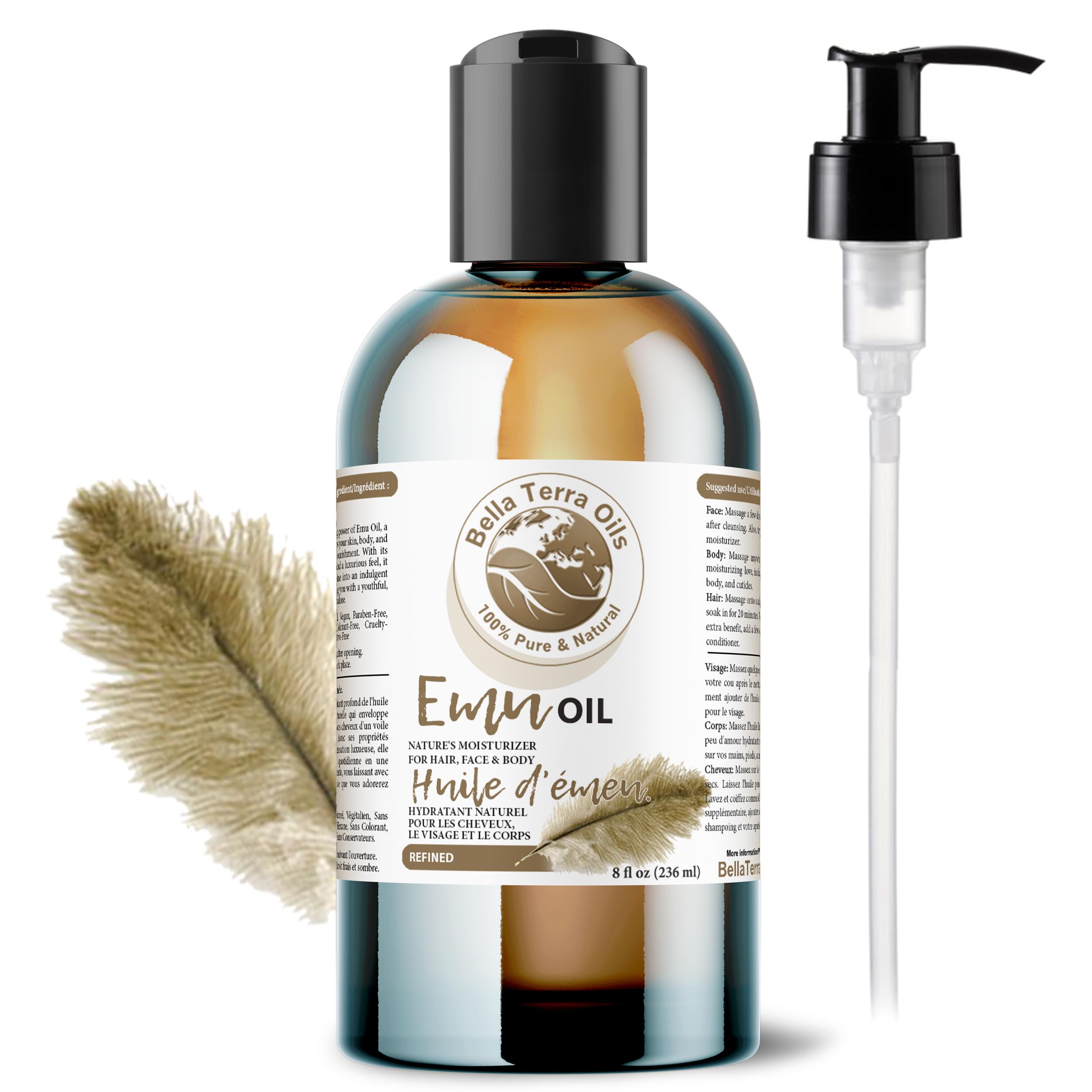 NEW Emu Oil. 240ml Australian. Fully Refined. Organic. 100% Pure. Hair Growth Oil. Hexane-free. Reduces Inflammation. Prevents Hair Loss. Natural Moisturiser. For Hair, Skin, Nails, Stretch Marks.