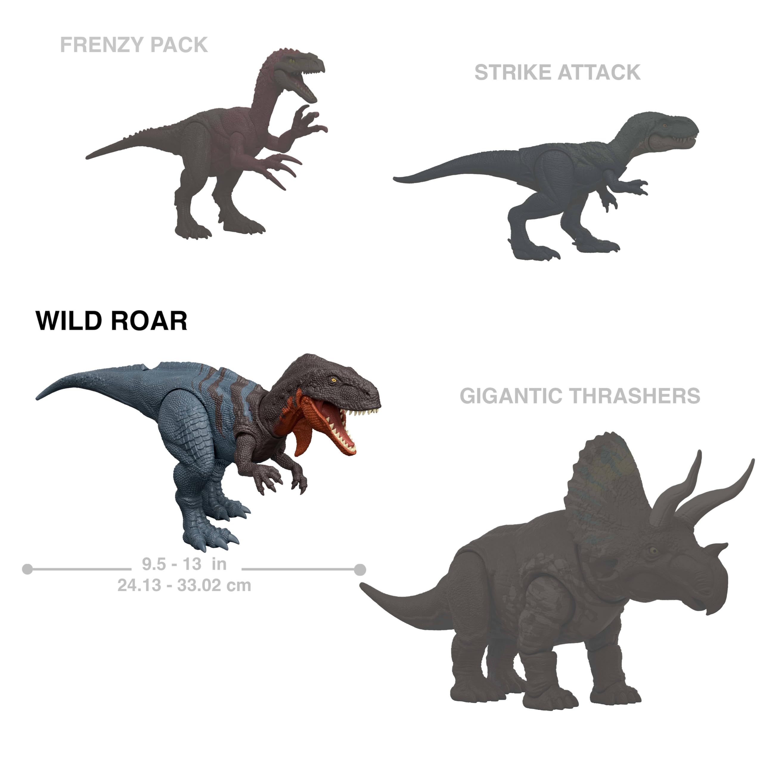 Mattel Jurassic World - Ceratosaurus Ruggito Selvaggio, dinosauro snodabile con mandibola multidirezionale, mossa d'attacco e suoni inclusi, giocattolo per bambini, 4+ anni, JKL77