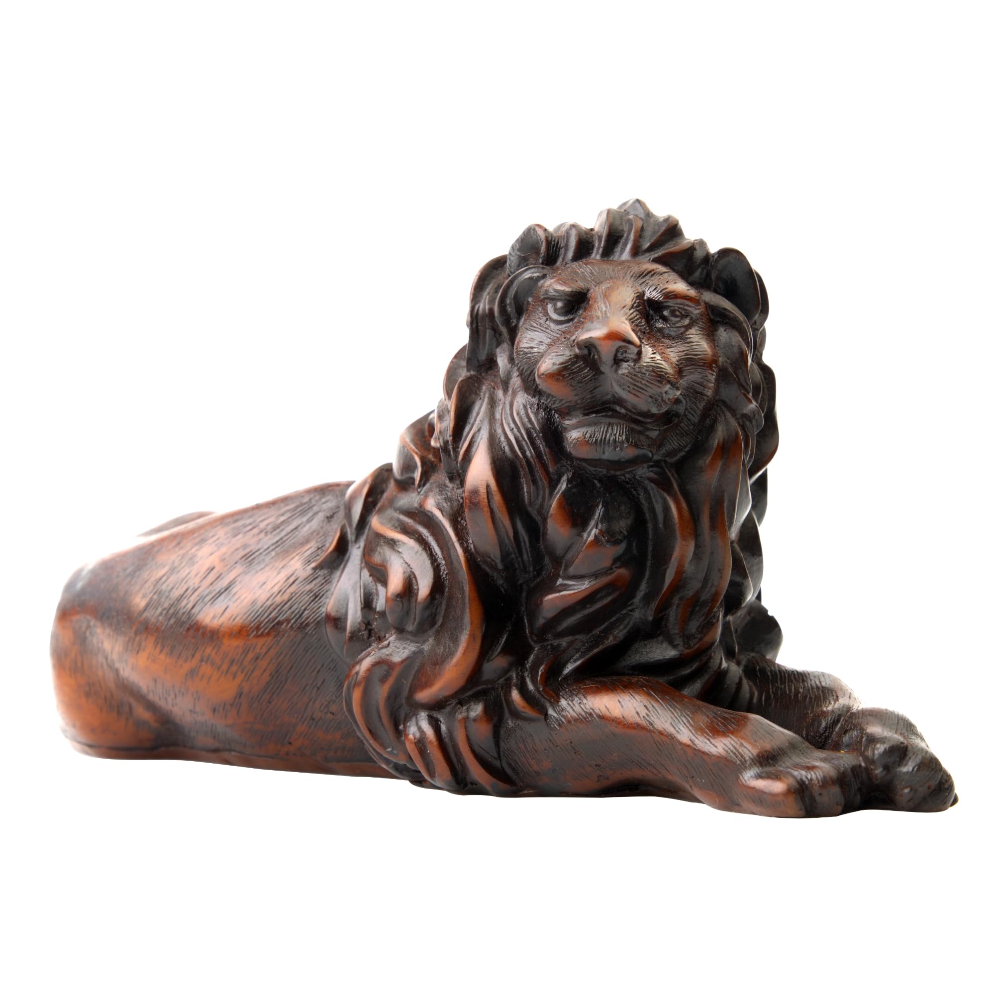 Stately Lion Statue Figurine 8x4.5" - Elegant Natural Wildlife Decor Sits On Table, Counter, Desktop. Smooth, Durable Resin, 2 lbs, Realistic Full Body Detail for Living Room, Office, Kitchen