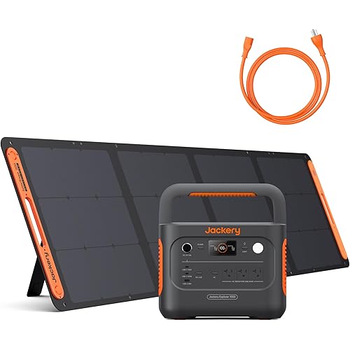 Jackery Solar Generator 1000 v2 with 200W Solar Panel,1070Wh Portable Power Station LiFePO4 Battery,1500W AC/100W USB-C Output,for Outdoor,Off-Grid Living,RV,Emergency (AC Cable Included)
