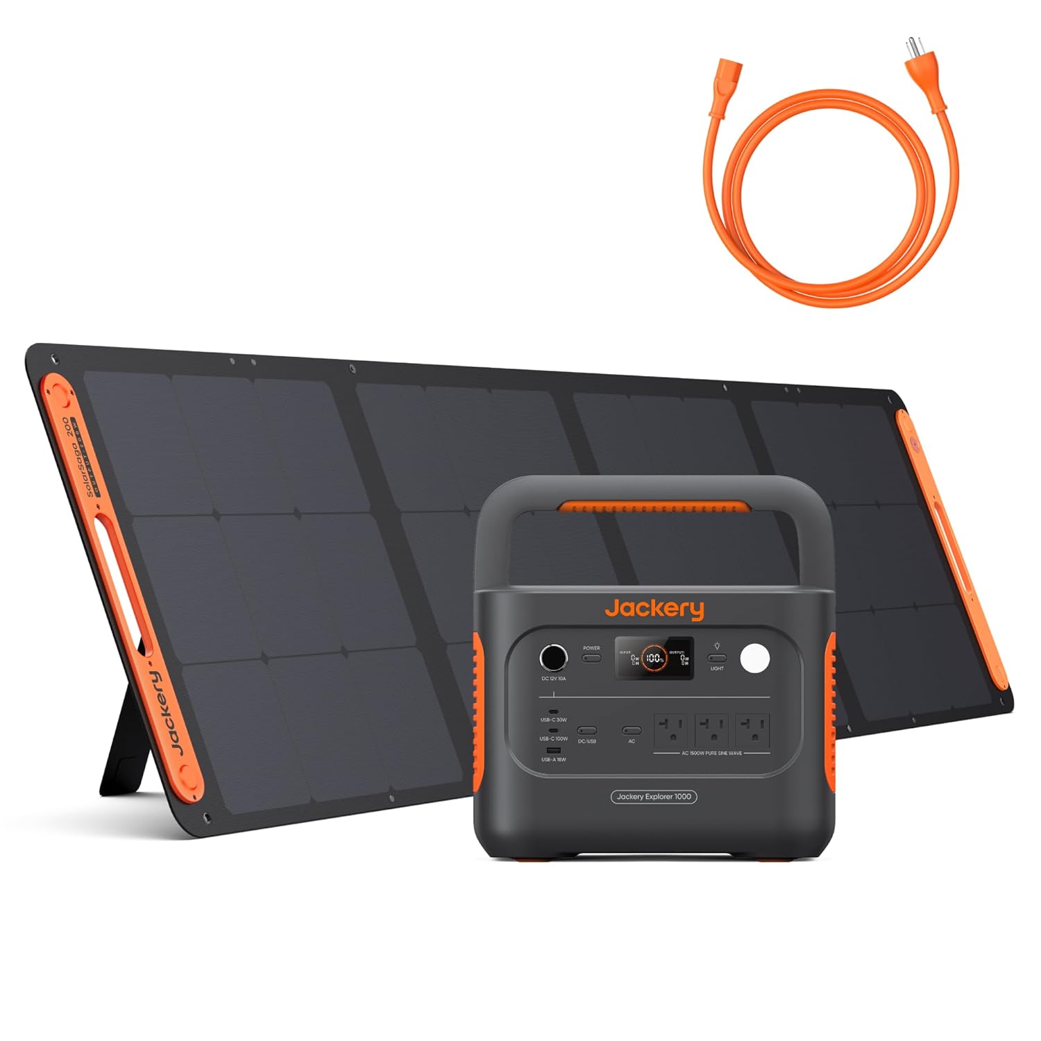 Jackery Solar Generator 1000 v2 with 200W Solar Panel 1070Wh Portable Power Station LiFePO4 Battery 1500W AC 100W