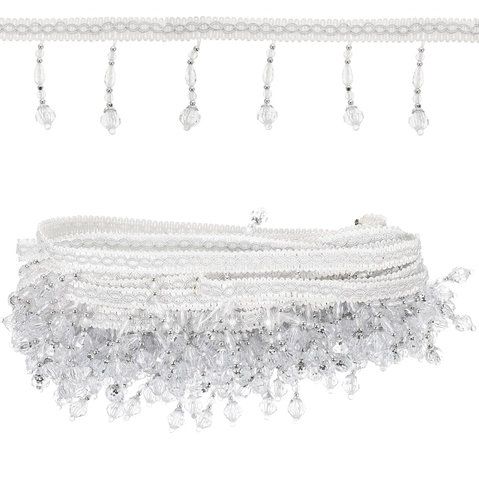 Frange à perles délicate pour rideau et accessoires DIY STOBAZA