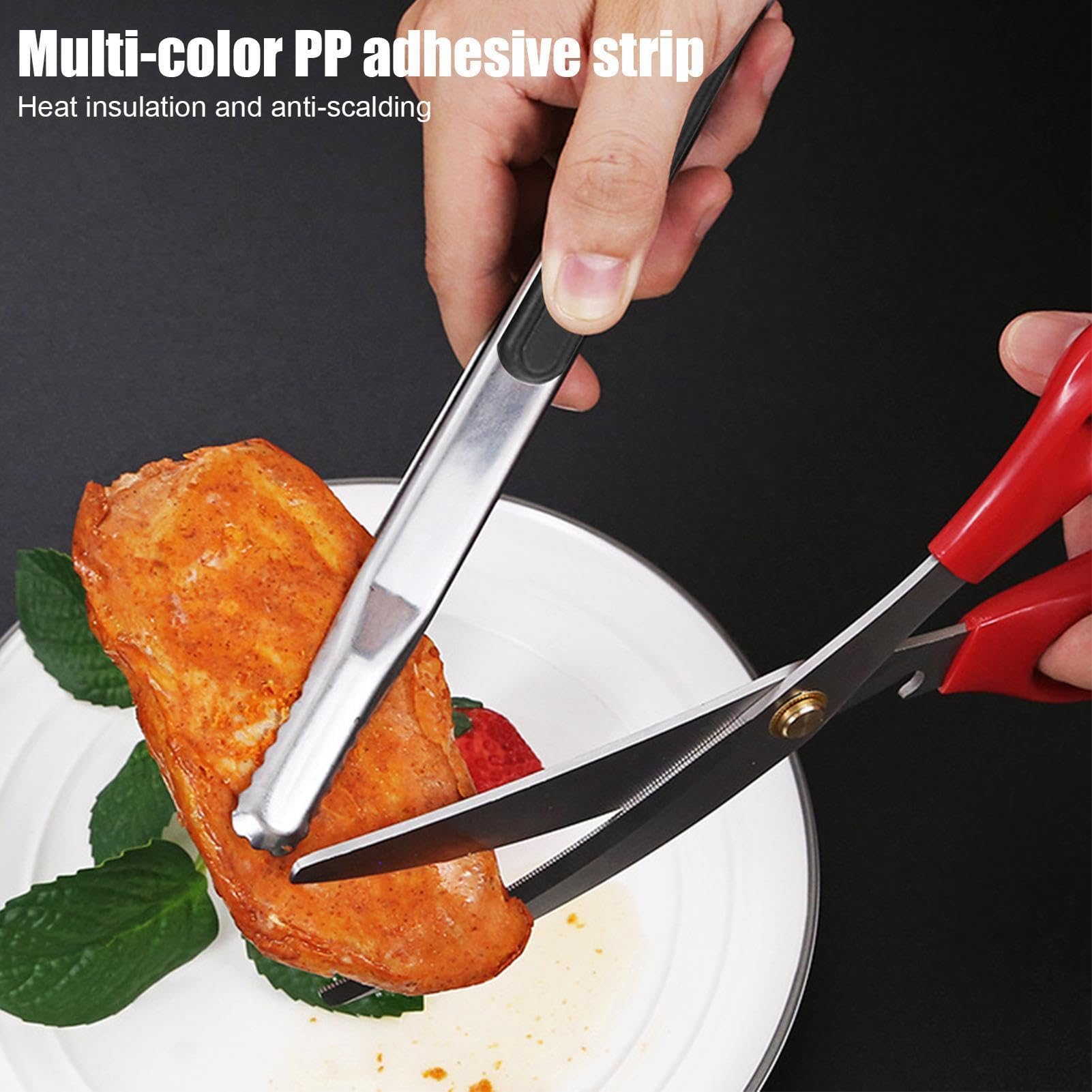 Pince de cuisine, ustensiles en acier inoxydable très résistants, résistants à la chaleur, pour frire, cuisiner, pâtisserie, salade, service – 22,9 cm de long, design antidérapant