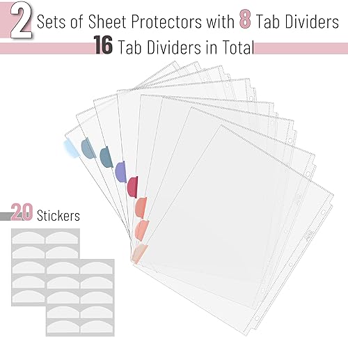 Miniatura 50 de Mr. Pen - Protectores de hojas transparentes con pestañas, 8 pestañas, 2 juegos, divisores de plástico transparente para carpeta de 3 anillas