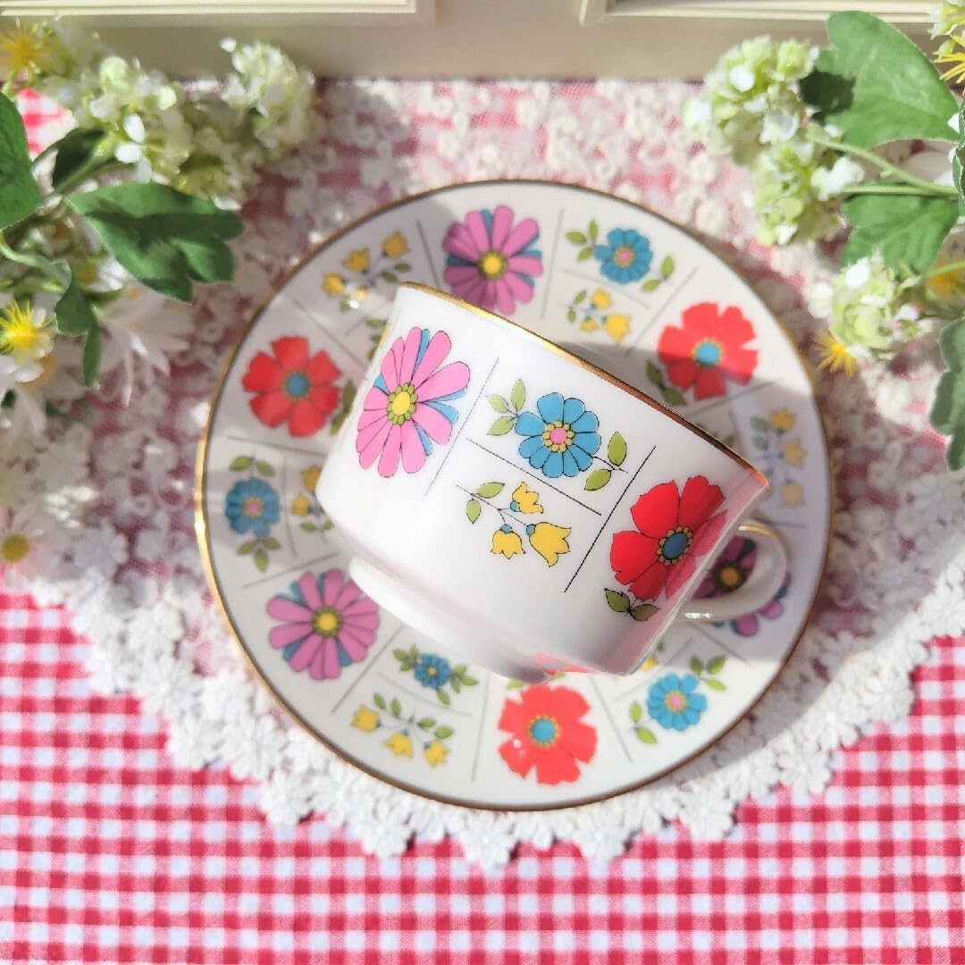 Amazon.co.jp: ノリタケアイボリーチャイナ レトロ ポップ 花柄 カップ 