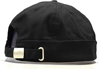 大きいサイズ ツバなしキャップ XXL(60-65cm) 頭の大 深め コットン メンズ ロールキャップ フィッシャーマンキャップつばなし帽子 (ブラック)