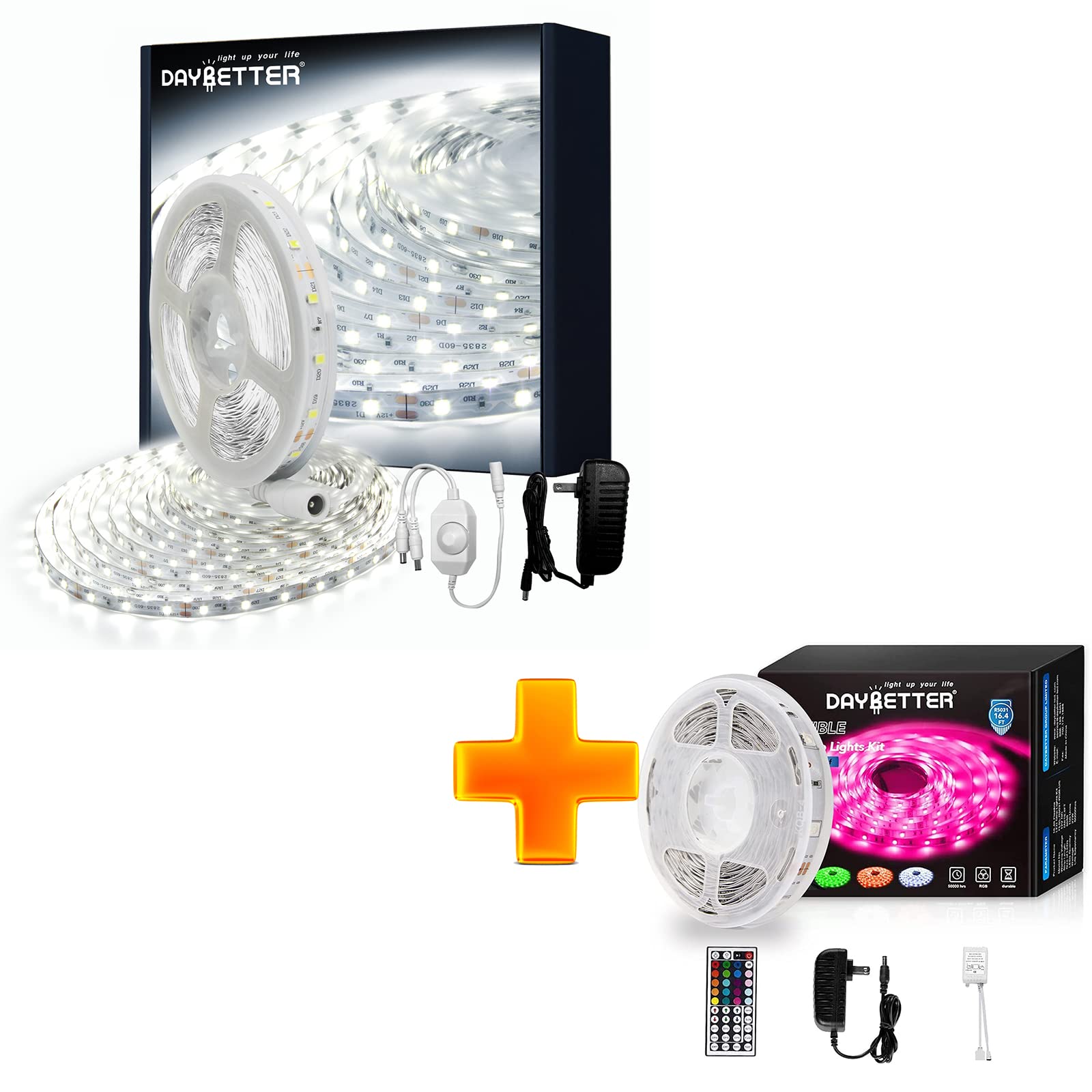 Amazon.com: DAYBETTER White LED Strip Light 32.8ft with DAYBETTER Led Strip  Lights 16.4ft : Tools & Home Improvement