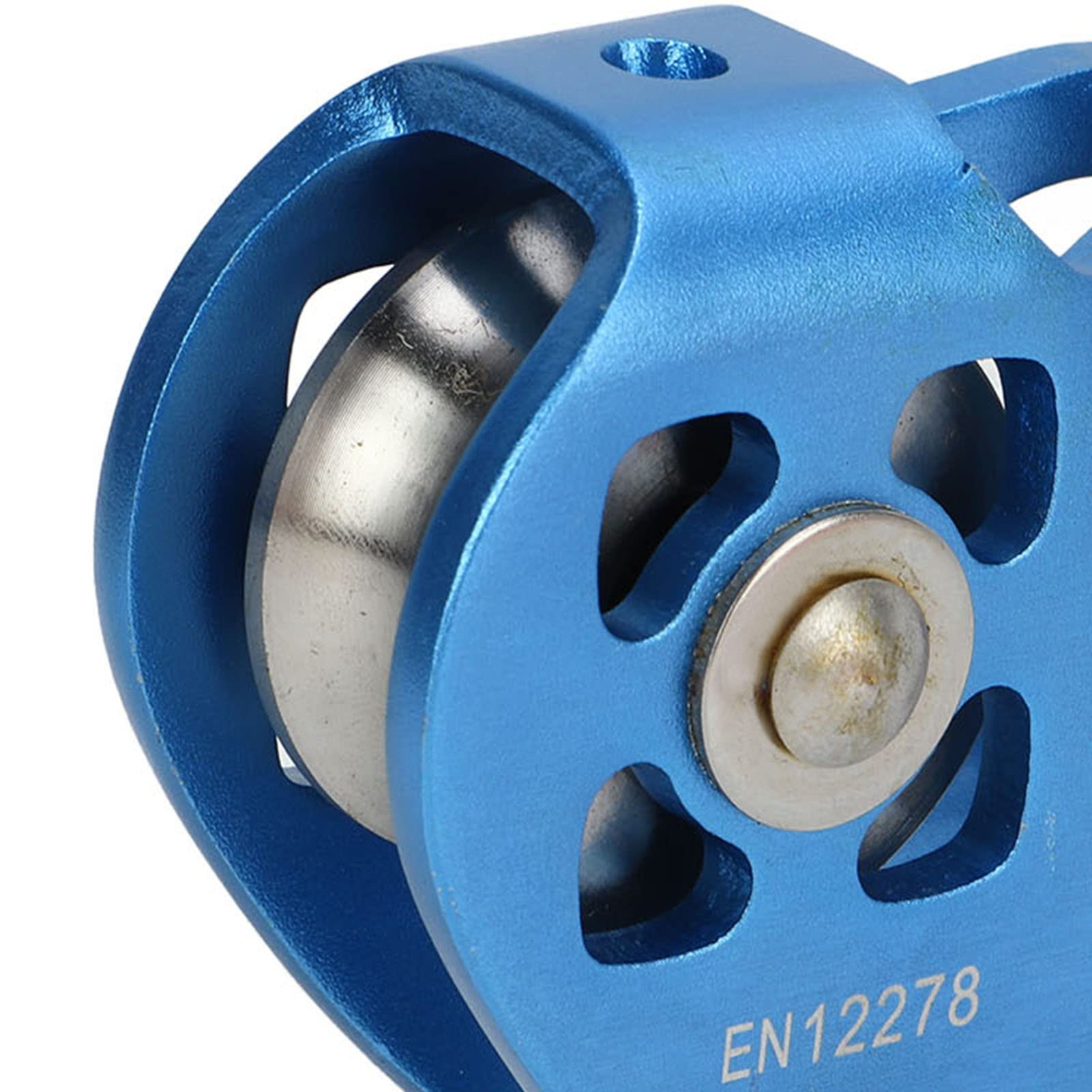 Doppelte Kletter-Zipline-Umlenkrolle, Langlebig, Herzförmig, für Klettern und Frachttransport, 30 KN, Aluminiumlegierung und Edelstahlmaterial (Blue)