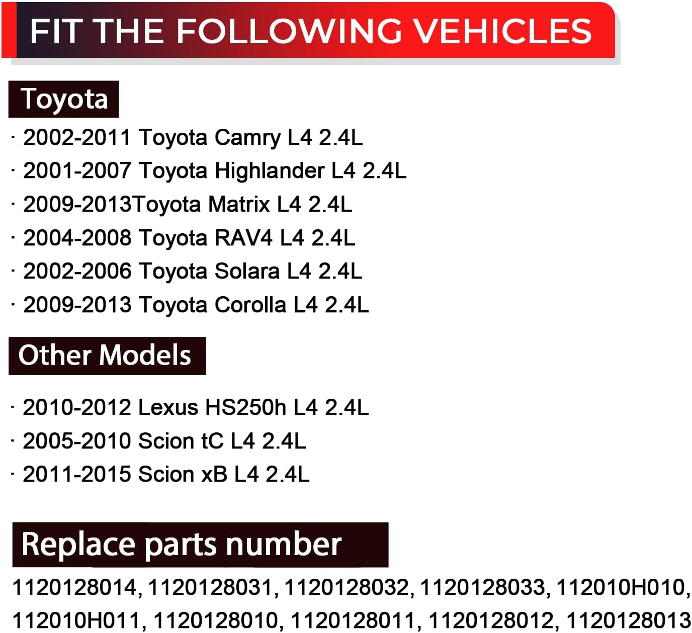 Engine Valve Cover Assembly Compatible with 2001-2015 Toyota Camry Corolla Matrix Highlander RAV4 Solara, Lexus HS250h, Scion tC XB, L4 2.4L, Replaces 11201-28014 11201-28033