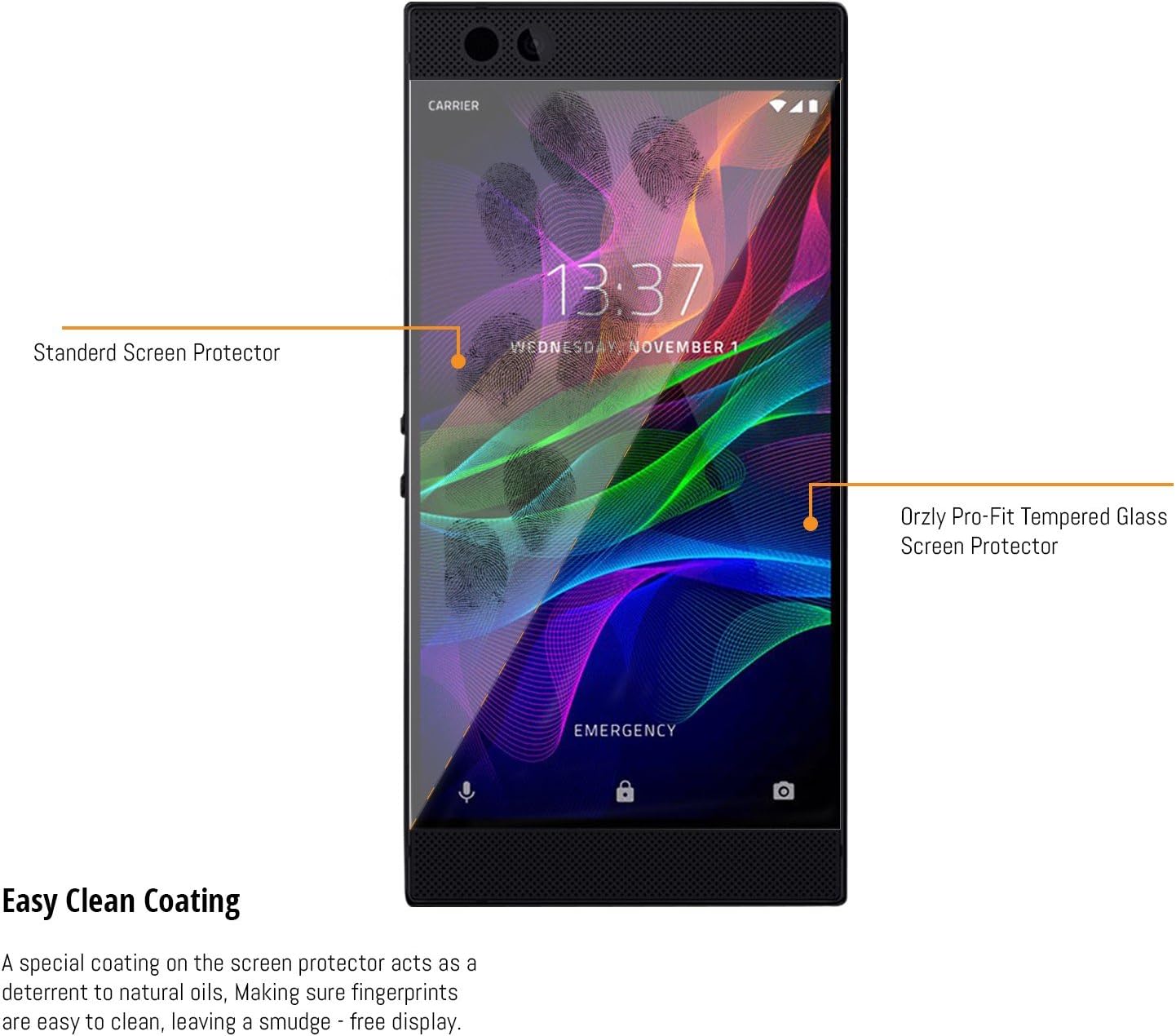 Razer Phone Screen Protector TWIN PACK, 2x Orzly Premium Tempered Glass Screen Protectors for the Razer Gaming Smart Phone - 0.24mm Protective Screen Guard - Transparent image 5 of 7 B0776ZPY4S