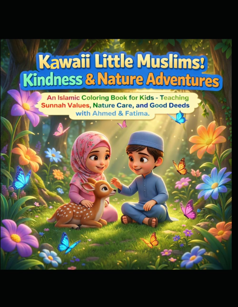 Kawaii Little Muslims: Kindness & Nature Adventures: An Islamic Coloring Book for Kids - Teaching Sunnah Values, Nature Care, and Good Deeds with Ahmed & Fatima.