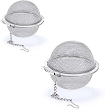 Kit 2 Infusores de Chá Esféricos em Aço Inoxidável, 5cm, com Corrente, Coador para Infusão