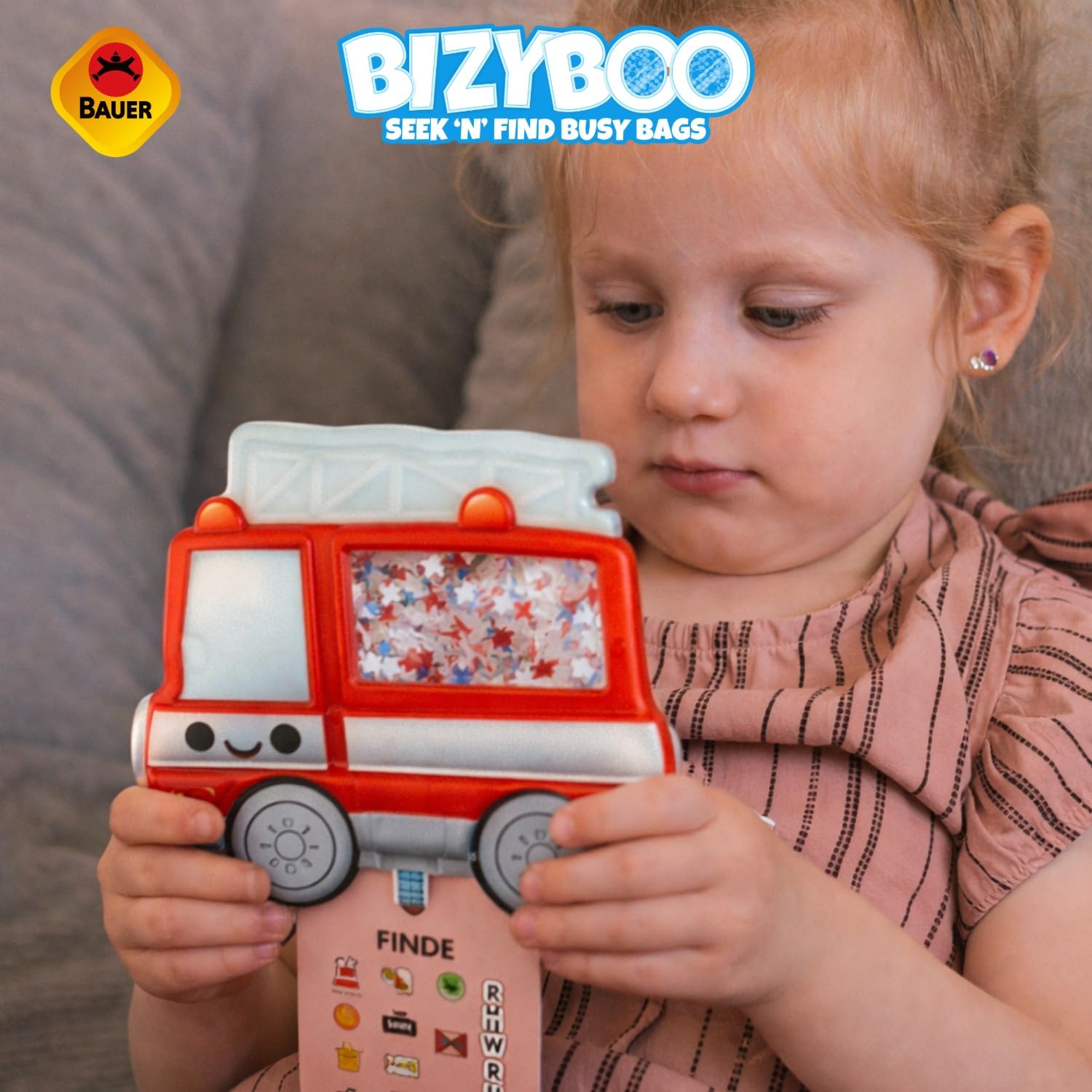 Bauer Spielwaren 21002 Bizyboo sensoryczna zabawka do wyszukiwania, czerwona