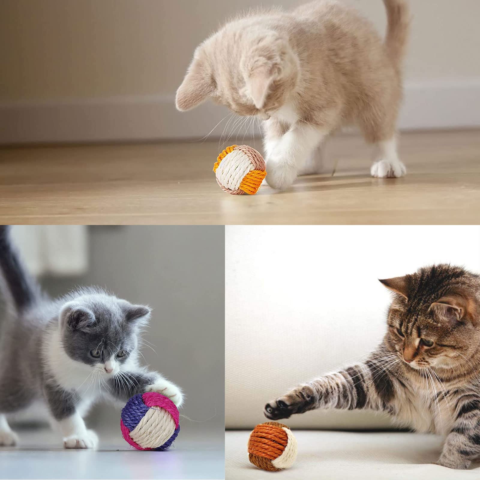 Palline Di Sisal Per Gatti - Confezione Da 9, Colorate, Giocattolo Per Graffiare E Giocare - Foto 9